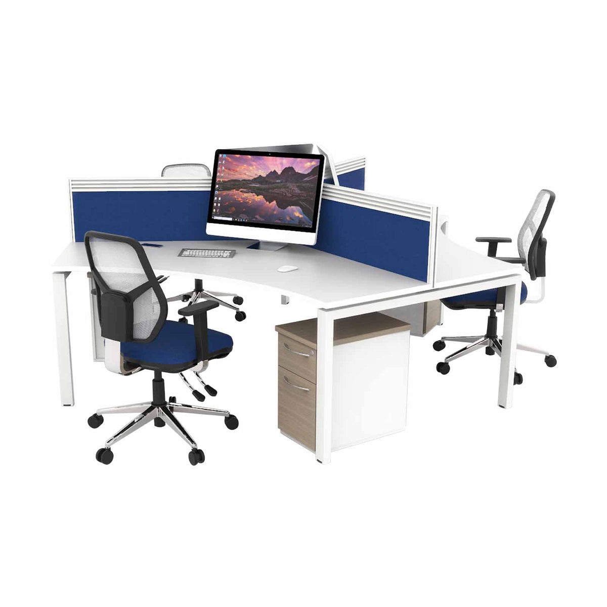 MADE TO ORDER 3 Seater Telesales Bench Desk W1200/1200 x D600/600 x H740mm