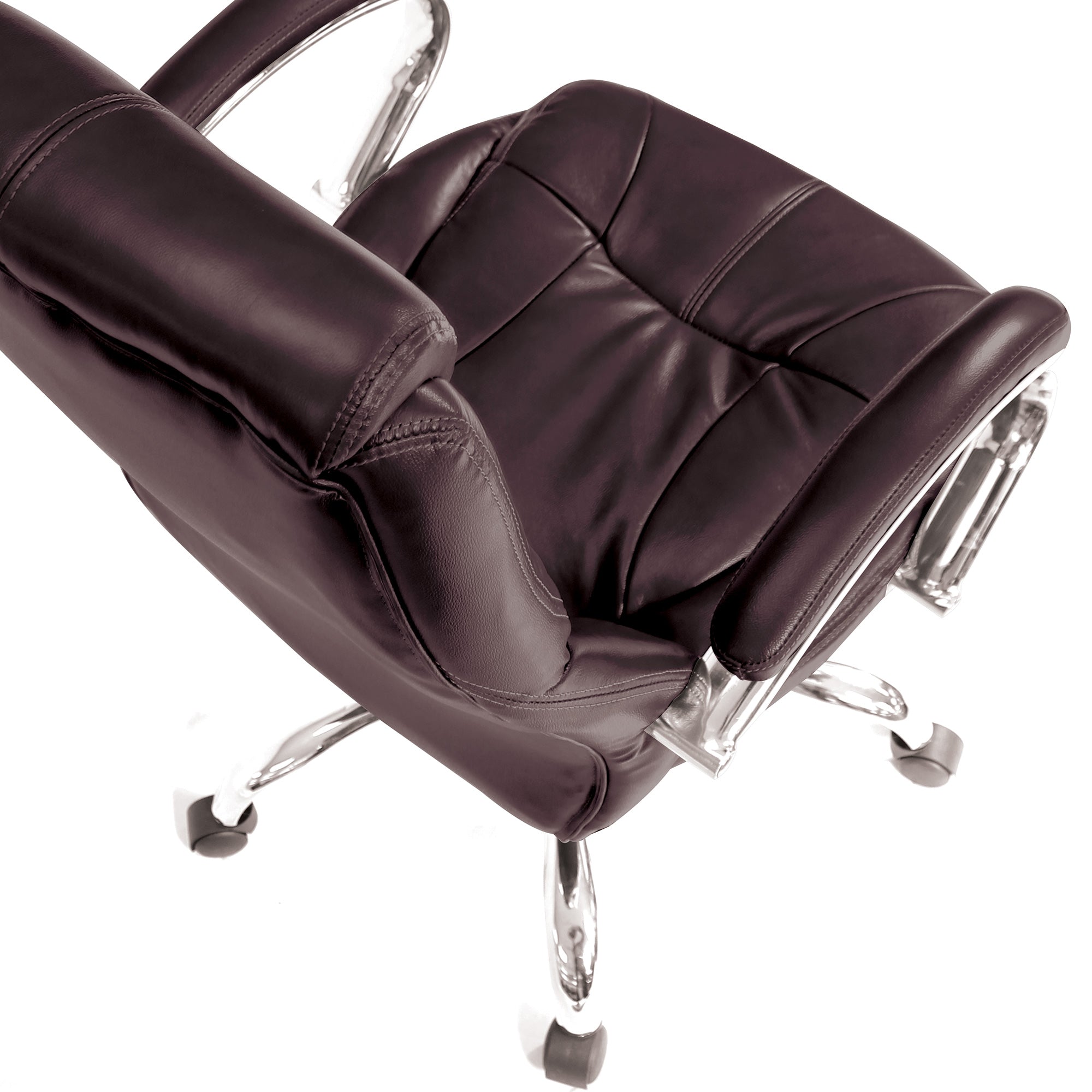 Sandown – High Back Luxurious Leather Faced Executive Visitor Armchair with Integral headrest and Chrome Base