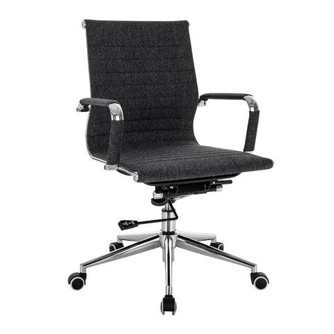 Aura – Contemporary Medium Back Fleck Fabric Executive Armchair with Chrome Base