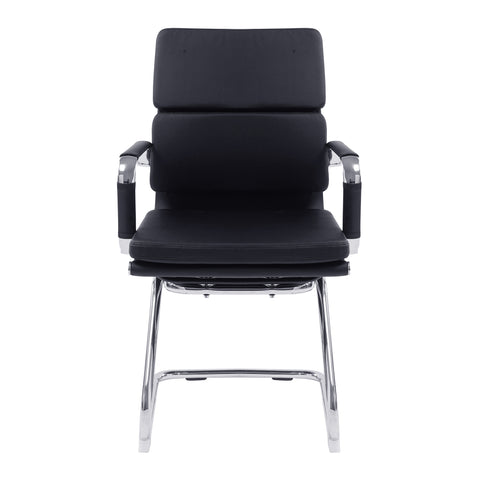 Avanti - Bonded Colour Leather Medium Back Visitor Armchair with Individual Back Cushions and Chrome Arms & Base