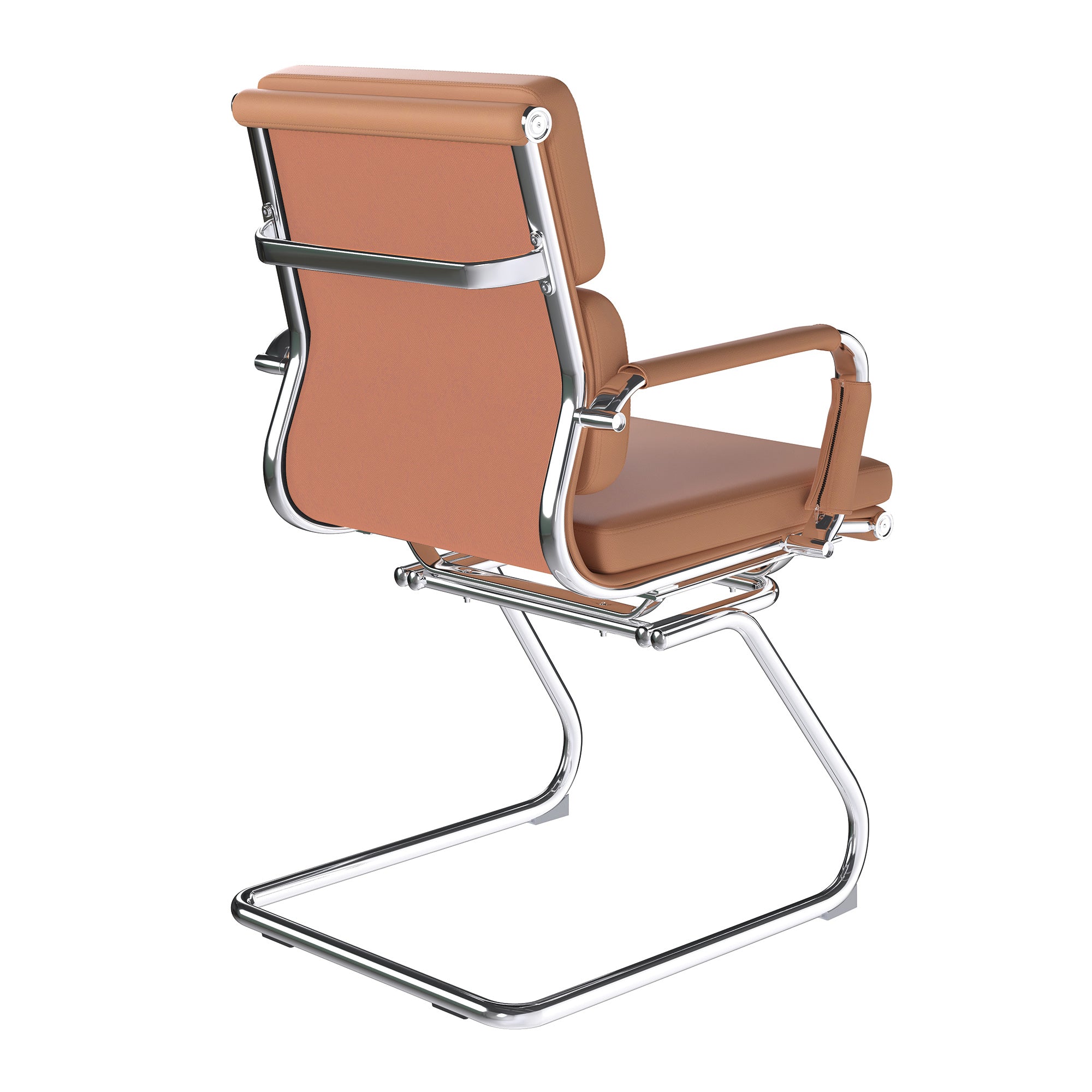 Avanti - Bonded Colour Leather Medium Back Visitor Armchair with Individual Back Cushions and Chrome Arms & Base