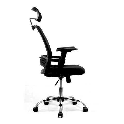 Alpha – High Back Mesh Chair with Headrest and Chrome Base