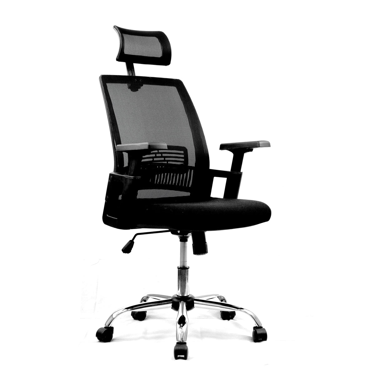 Alpha – High Back Mesh Chair with Headrest and Chrome Base
