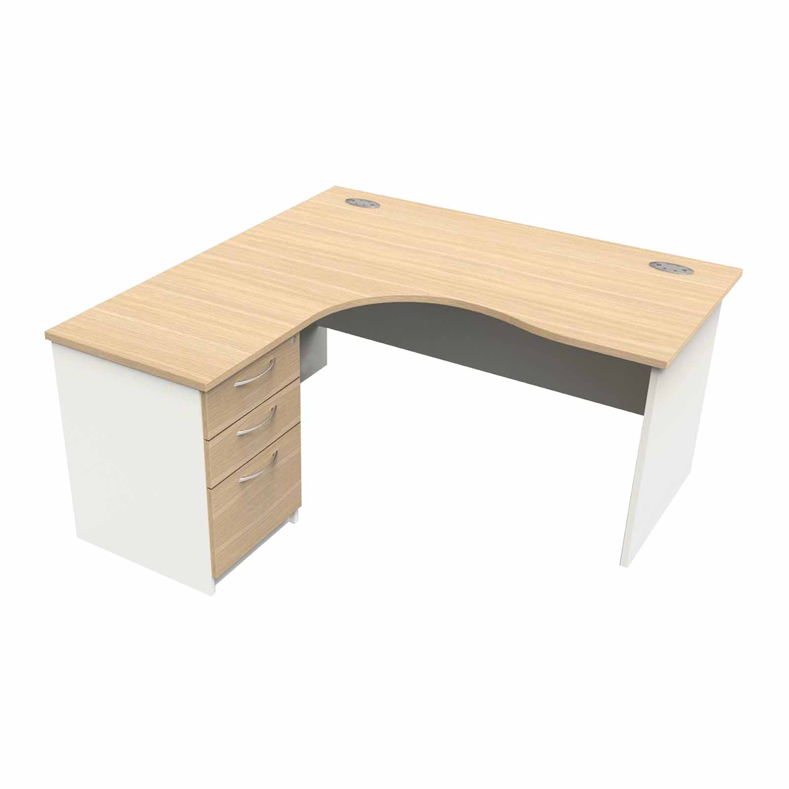 MADE TO ORDER Crescent panel end desk with pedestal