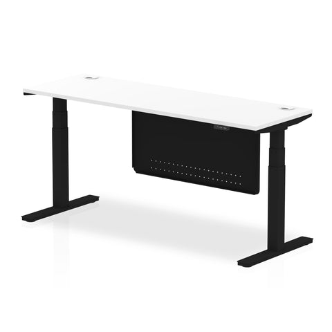 Air Height Adjustable Slimline Desk with Cable Ports with Steel Modesty Panel