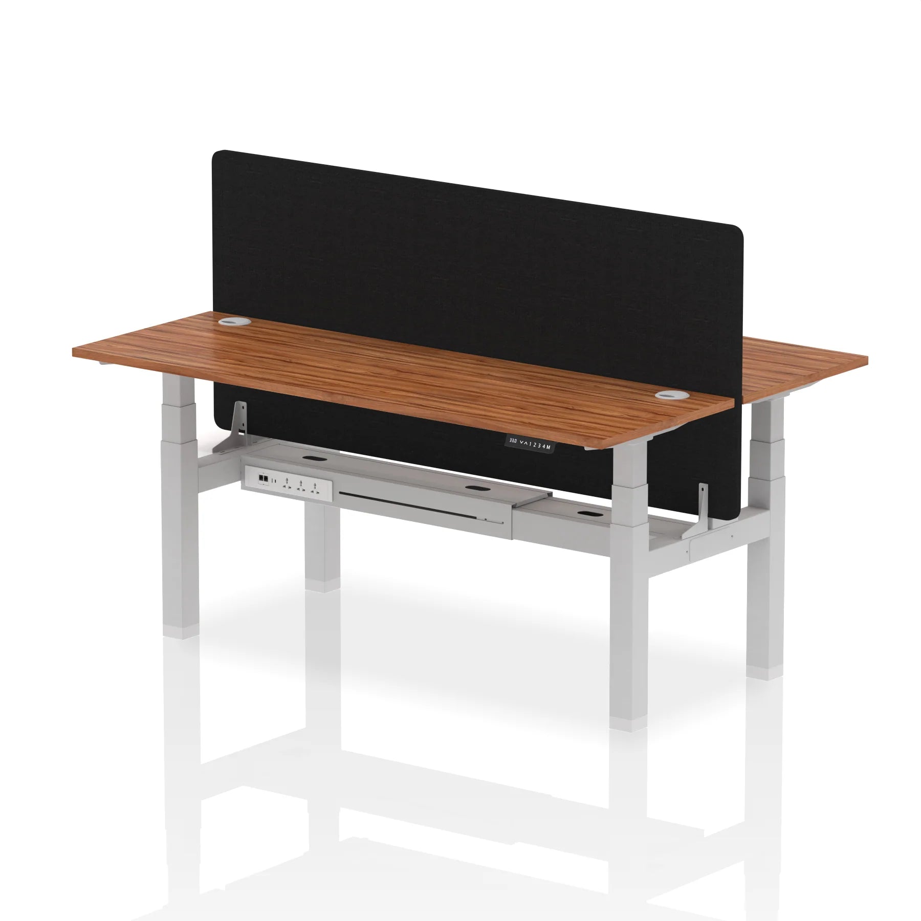 Air Back-to-Back Slimline Height Adjustable Bench Desk - 2 Person with Black Straight Screen