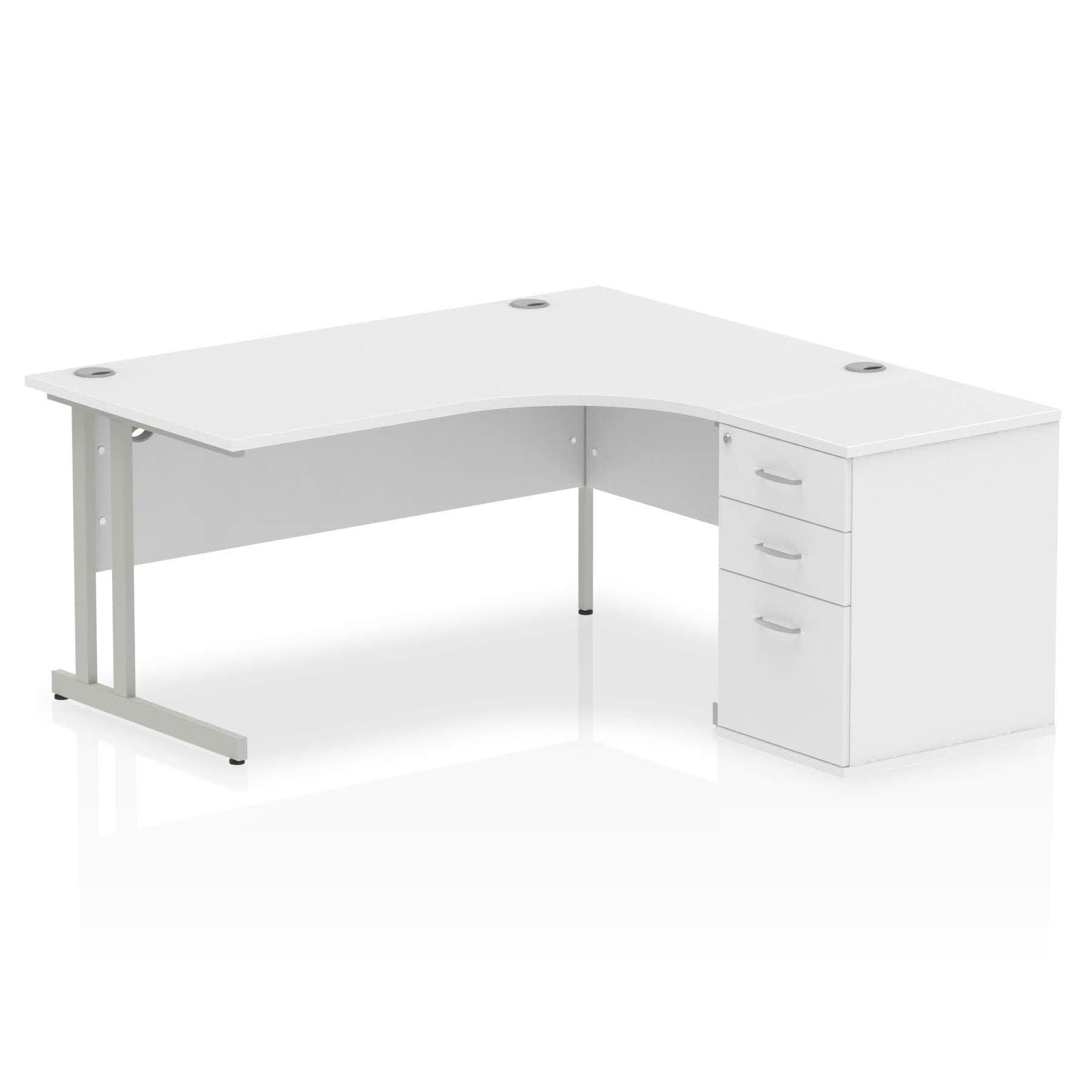 Impulse 1600mm Cantilever Left Crescent Desk With Pedestal