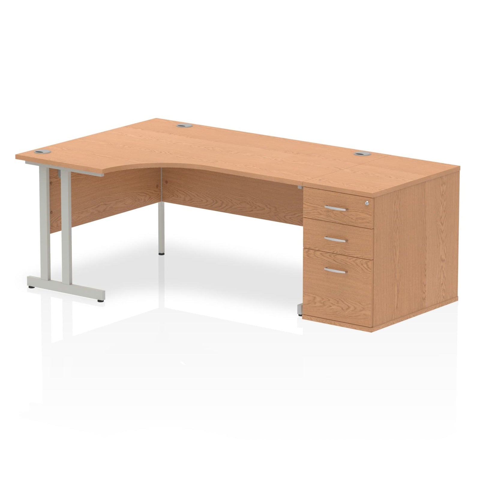Impulse 1600mm Cantilever Right Crescent Desk With Pedestal