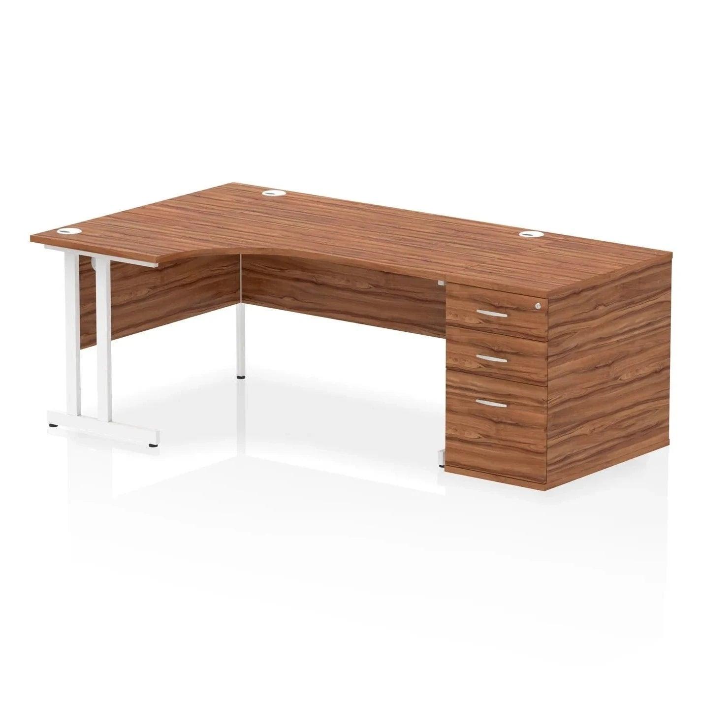 Impulse 1600mm Cantilever Left Crescent Desk With Pedestal