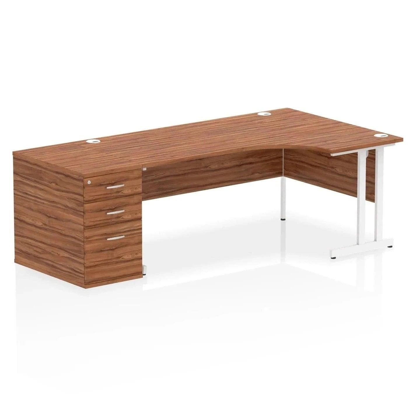 Impulse 1800mm Cantilever Left Crescent Desk With Pedestal