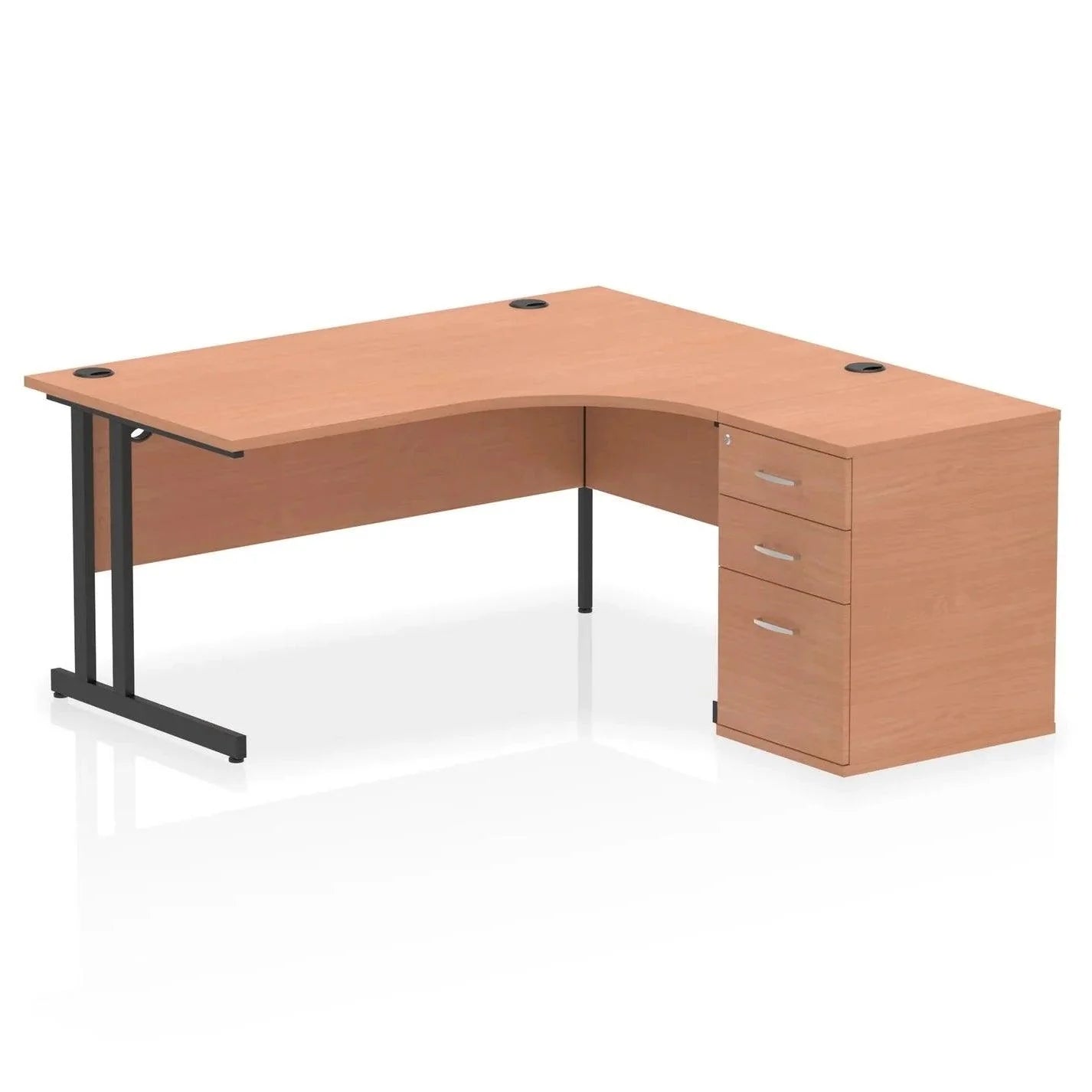 Impulse 1600mm Cantilever Right Hand Crescent Desk With Pedestal