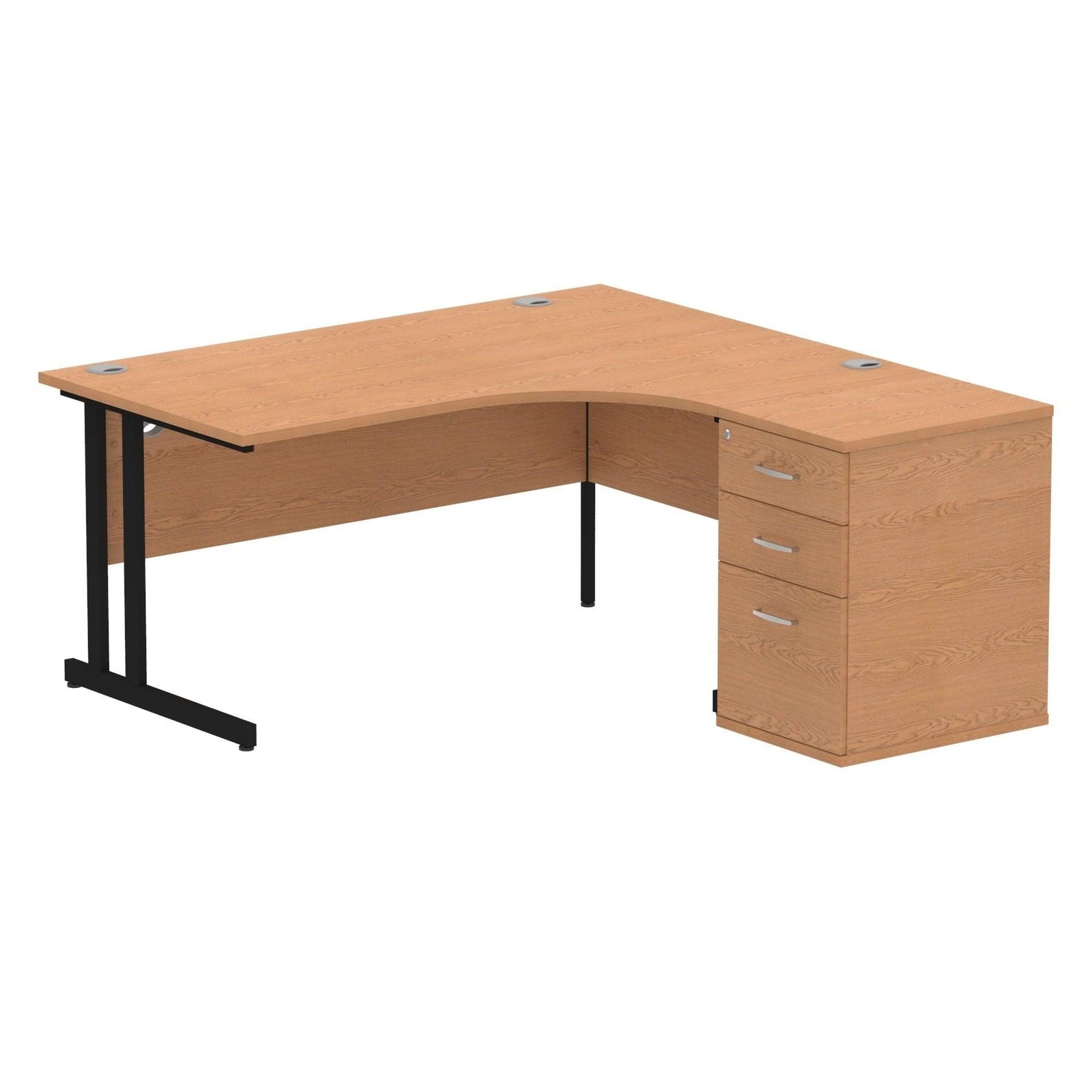 Impulse 1600mm Cantilever Left Crescent Desk With Pedestal