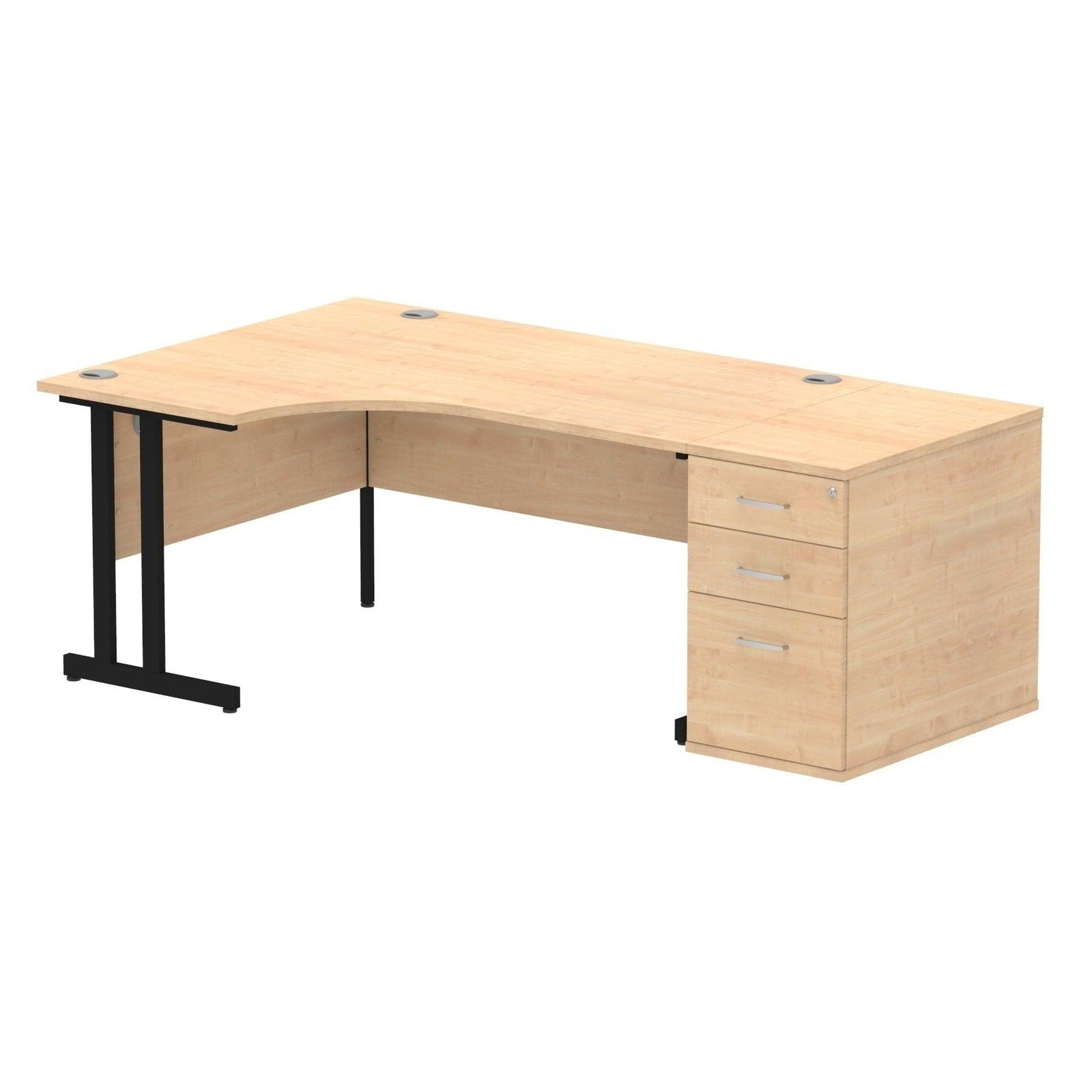 Impulse 1600mm Cantilever Left Crescent Desk With Pedestal