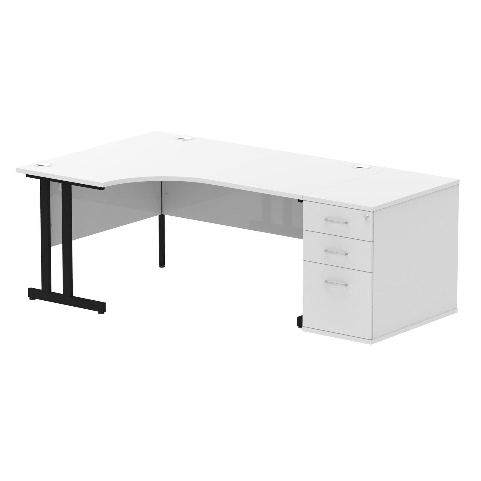 Impulse 1600mm Cantilever Left Crescent Desk With Pedestal