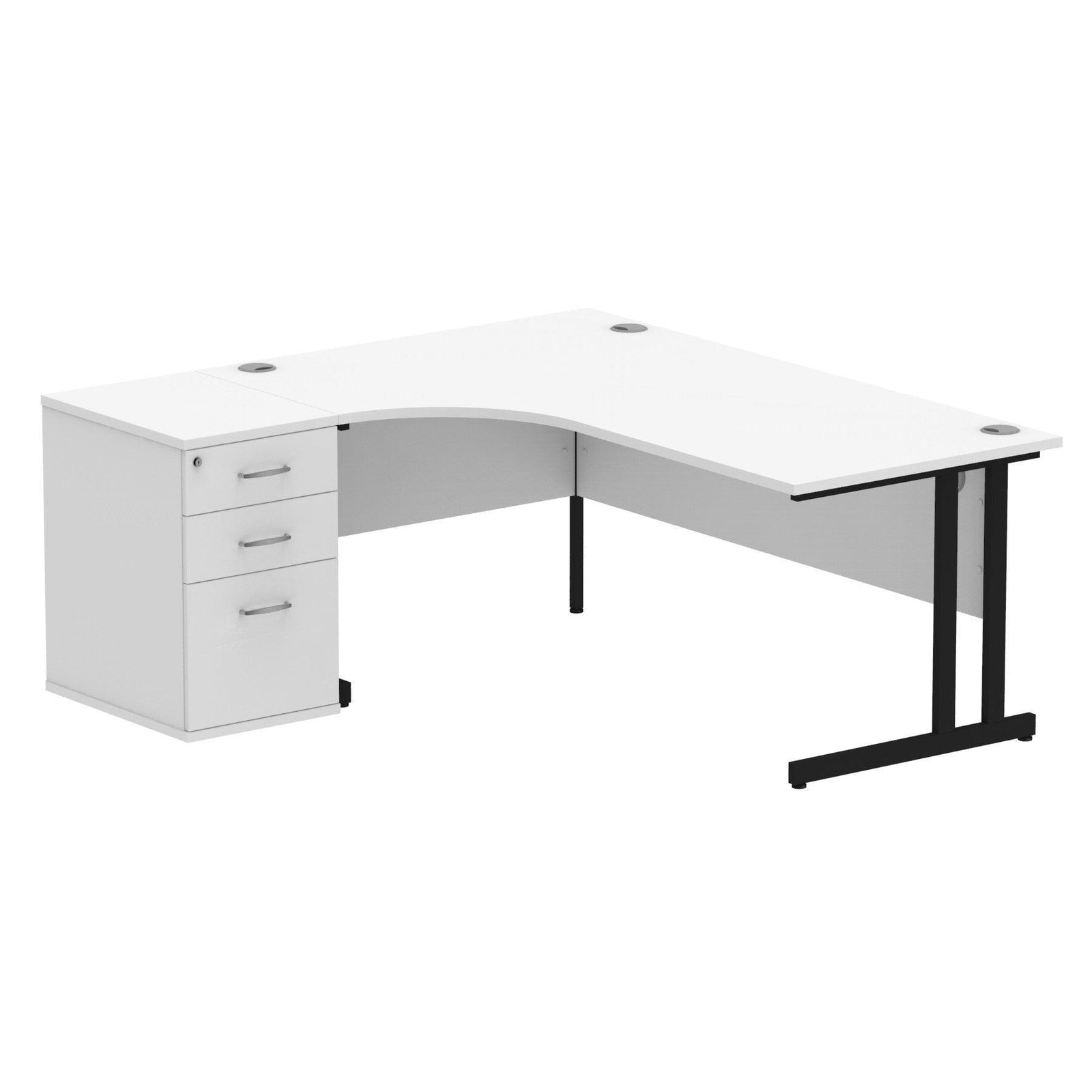 Impulse 1800mm Cantilever Left Crescent Desk With Pedestal