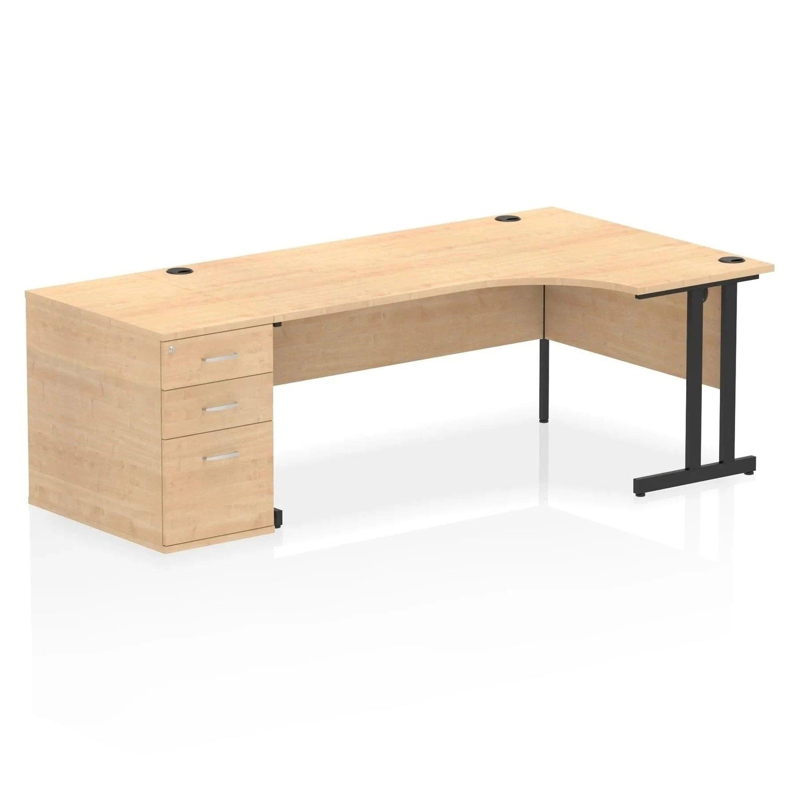 Impulse 1800mm Cantilever Left Crescent Desk With Pedestal