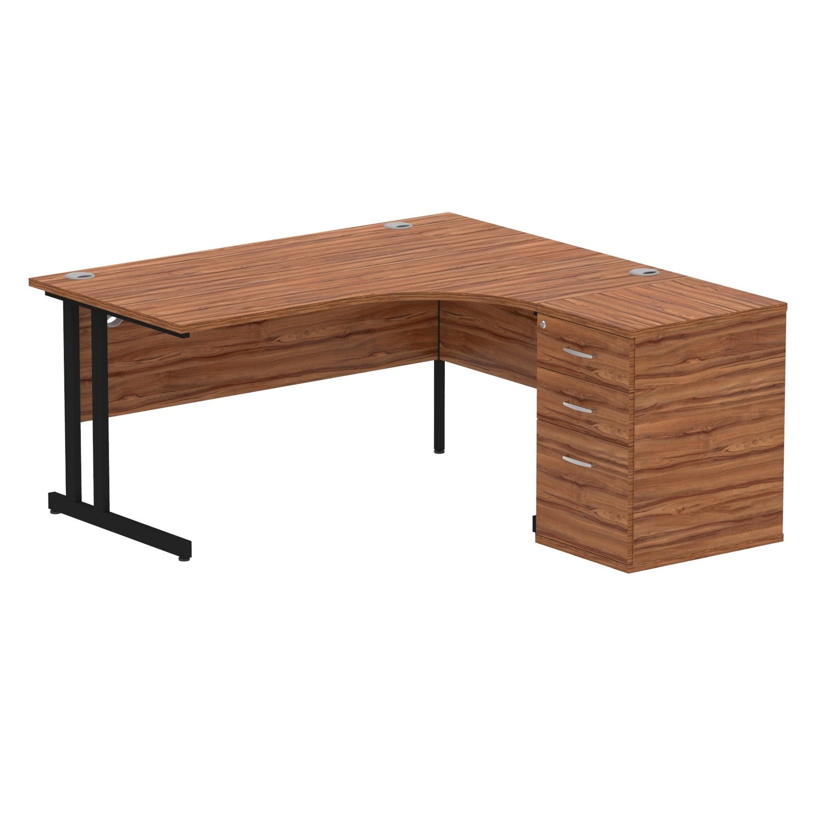 Impulse 1600mm Cantilever Right Crescent Desk With Pedestal