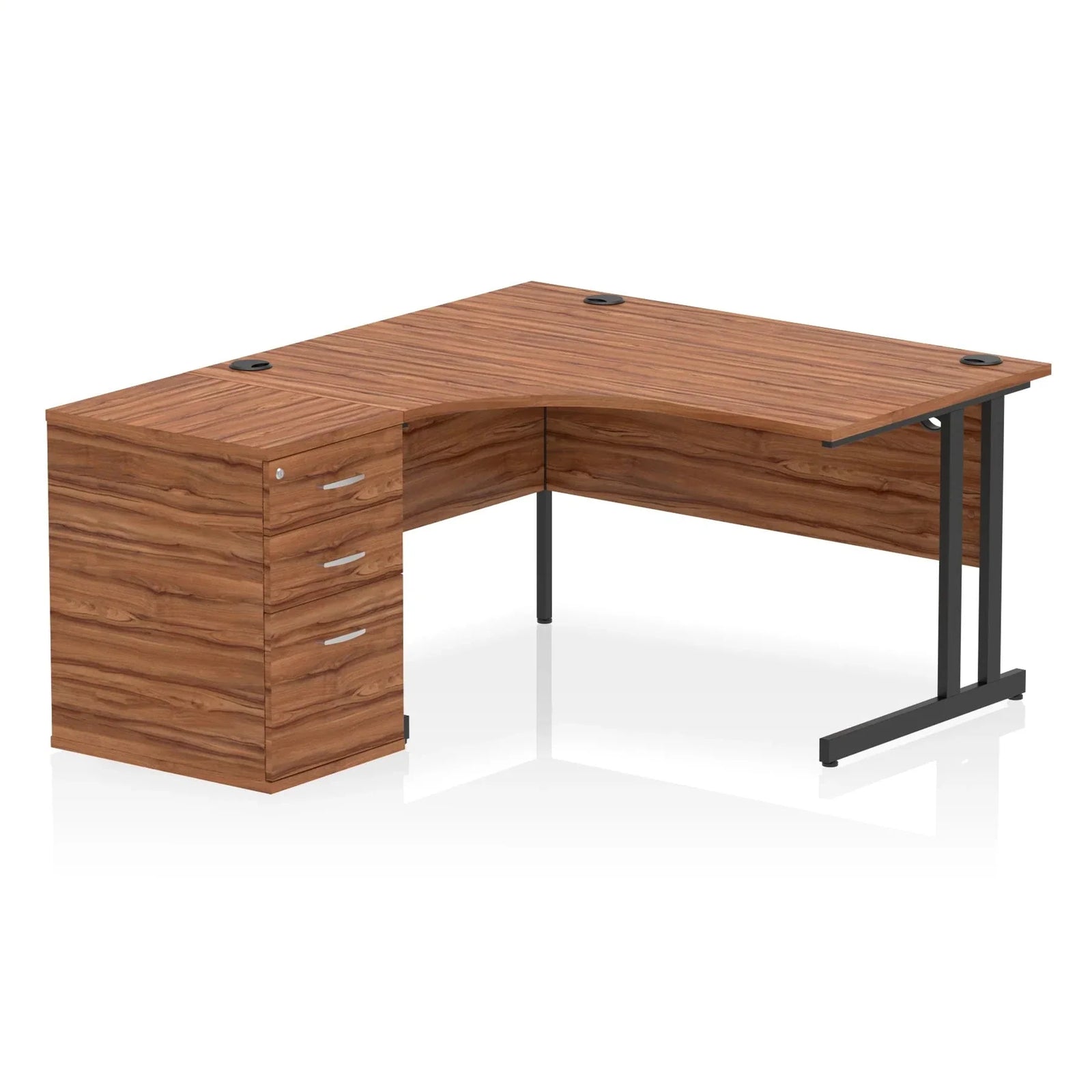 Impulse 1400mm Cantilever Left Crescent Desk With Pedestal