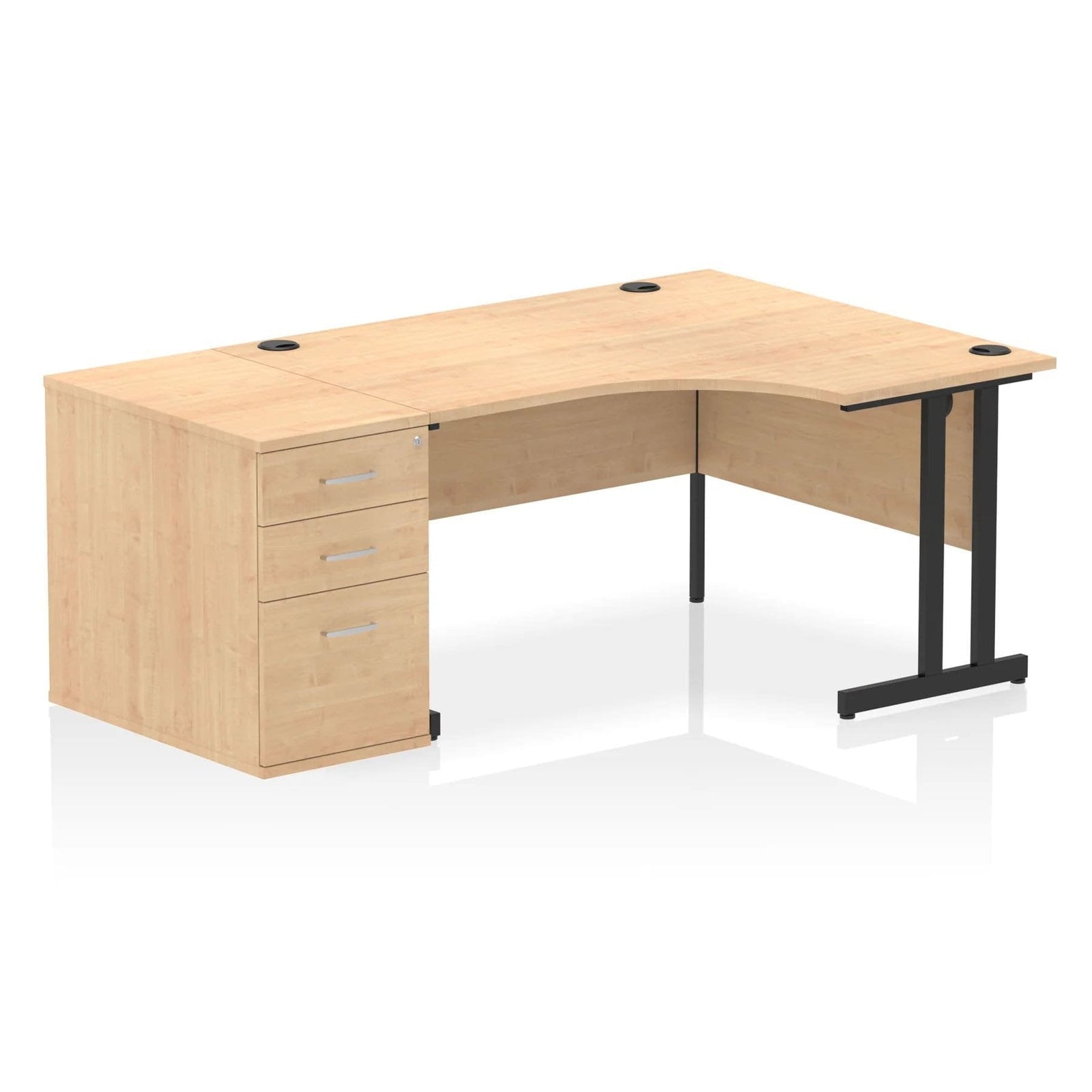 Impulse 1400mm Cantilever Left Crescent Desk With Pedestal