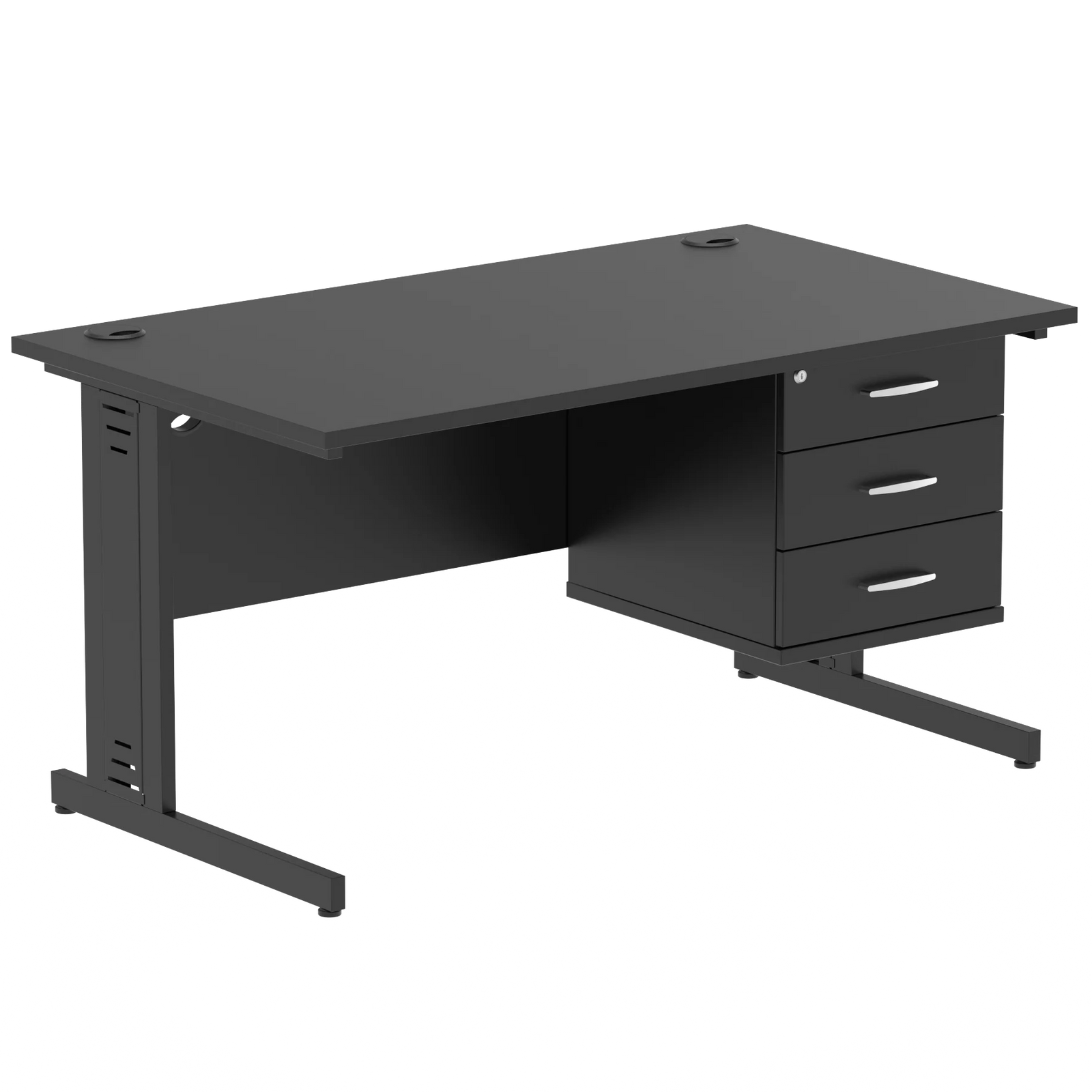 Impulse 1400mm Cable Managed Straight Desk With Fixed Pedestal