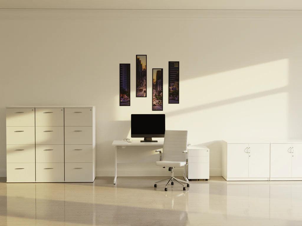 High Gloss Twin Cupboard With Credenza Top