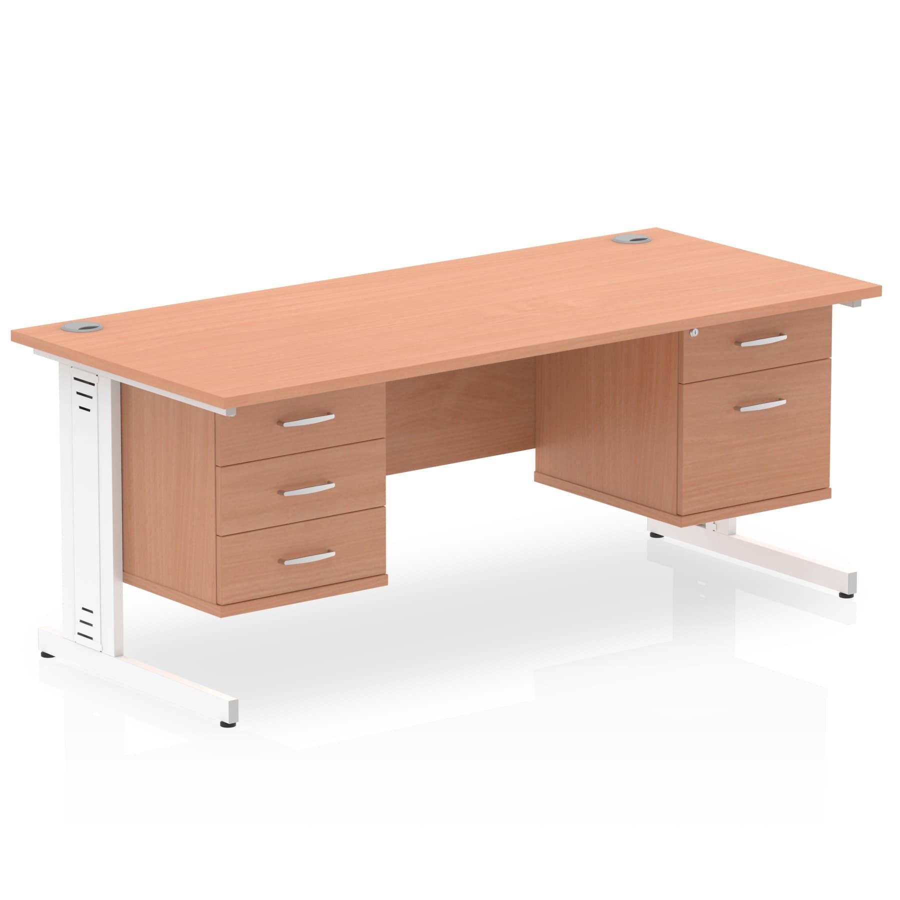Impulse 1800mm Cable Managed Straight Desk With Fixed Pedestal