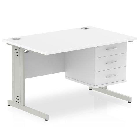 Impulse 1200mm Cable Managed Straight Desk With Fixed Pedestal
