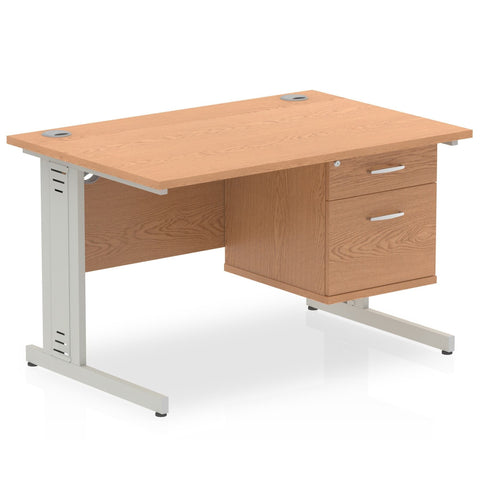 Impulse 1200mm Cable Managed Straight Desk With Fixed Pedestal