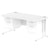 Impulse Cantilever Straight Desk White Frame With Fixed Pedestal