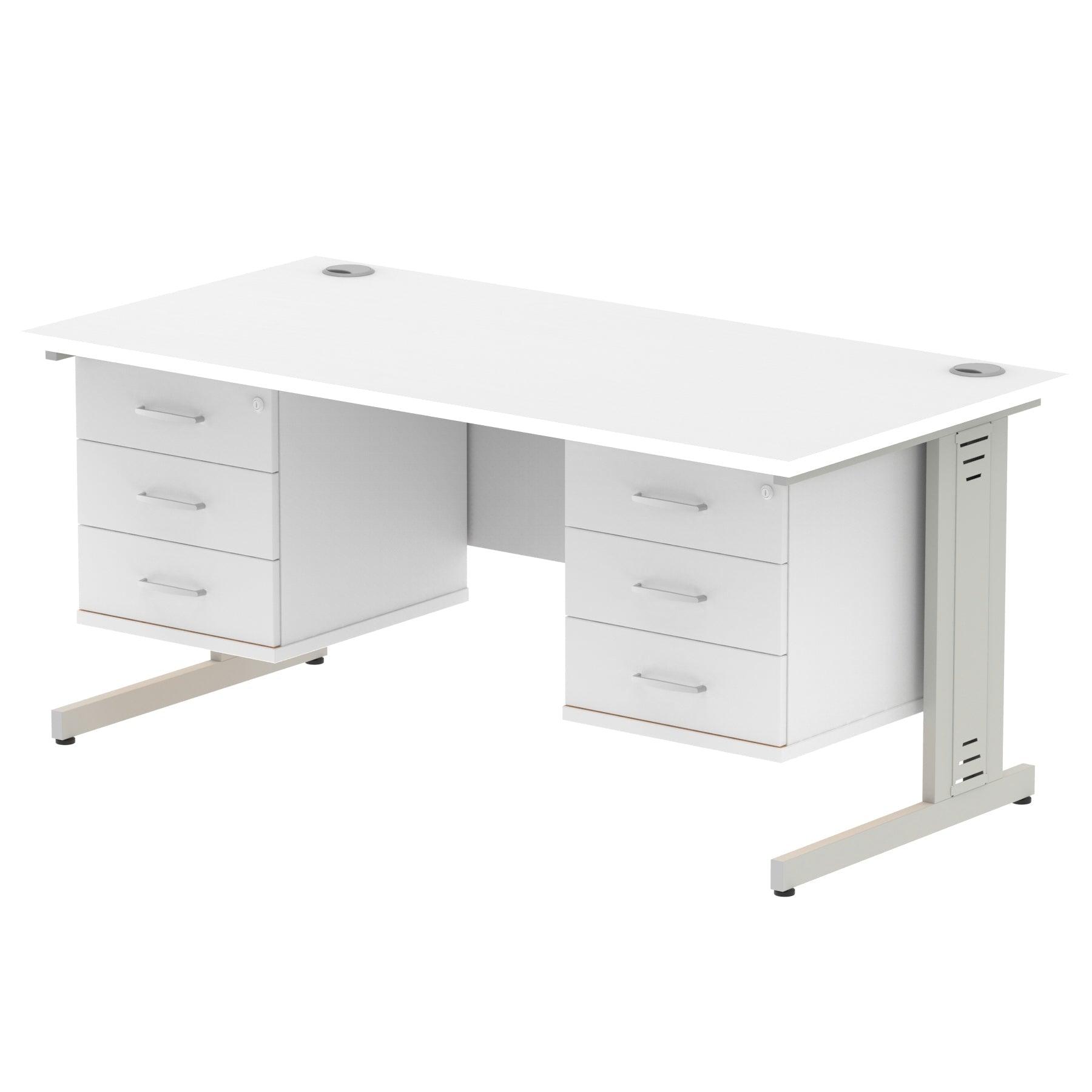 Impulse 1600mm Cable Managed Straight Desk With Fixed Pedestal