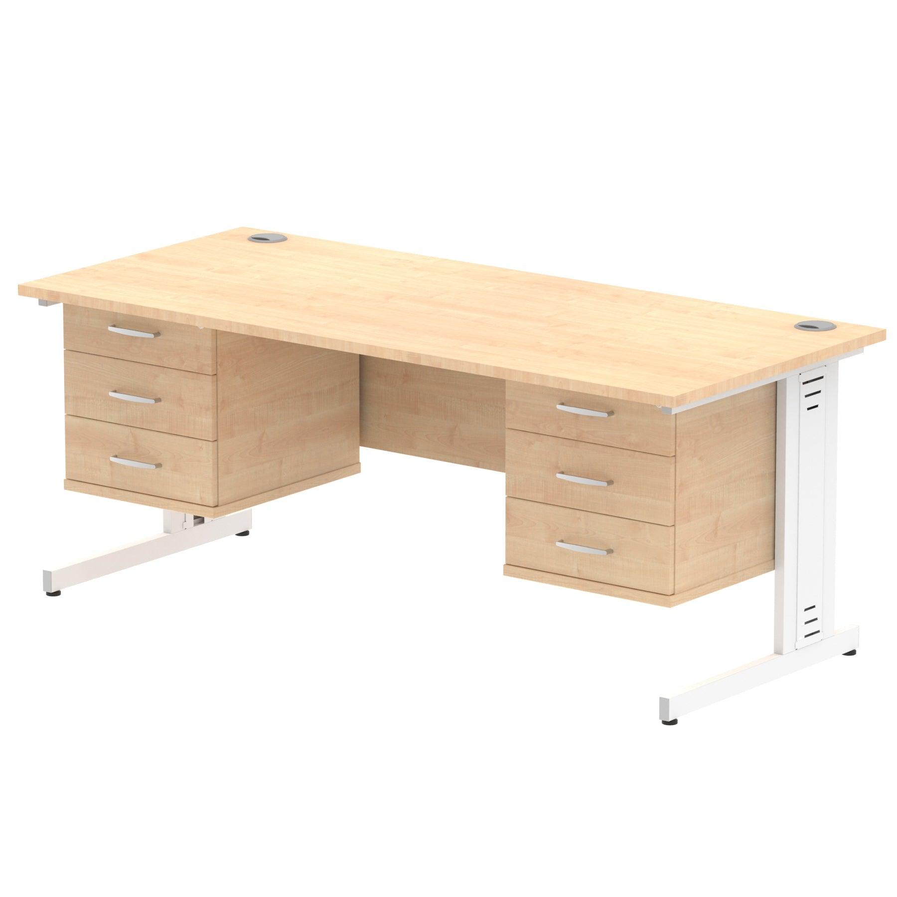 Impulse 1800mm Cable Managed Straight Desk With Fixed Pedestal