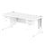 Impulse Cantilever Straight Desk White Frame With Fixed Pedestal