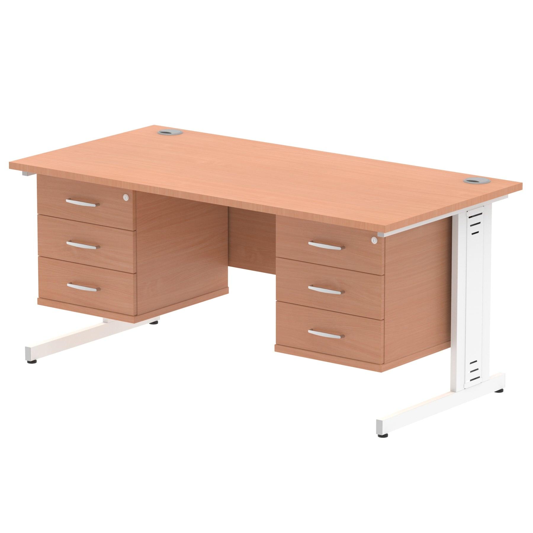 Impulse 1600mm Cable Managed Straight Desk With Fixed Pedestal