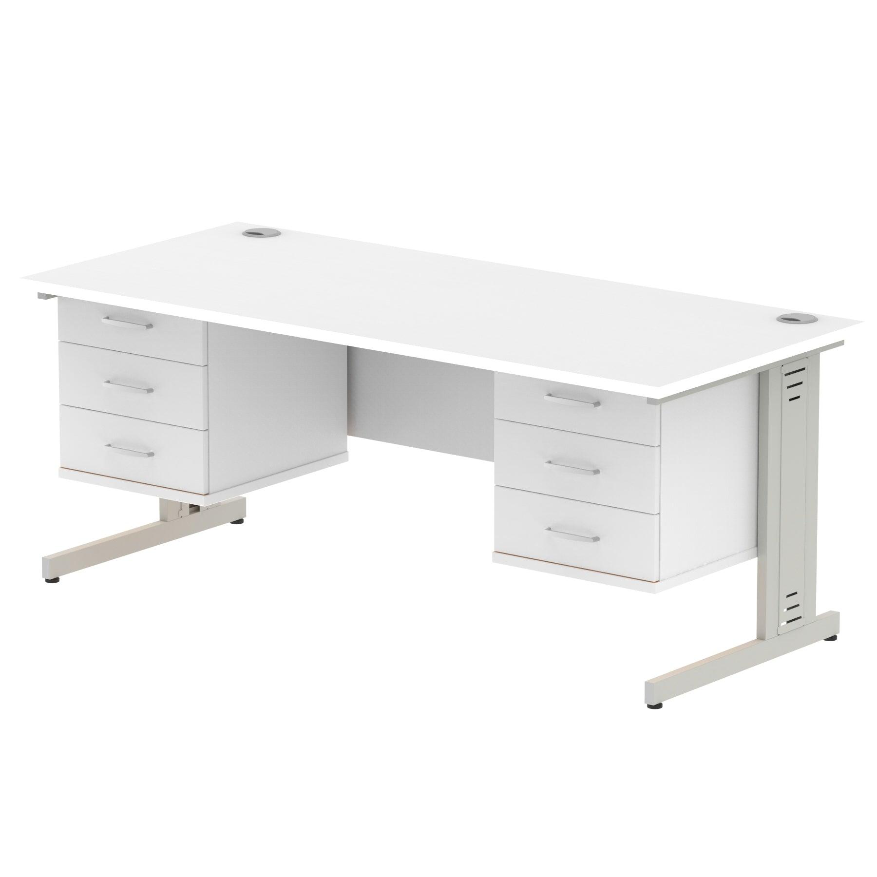 Impulse 1800mm Cable Managed Straight Desk With Fixed Pedestal