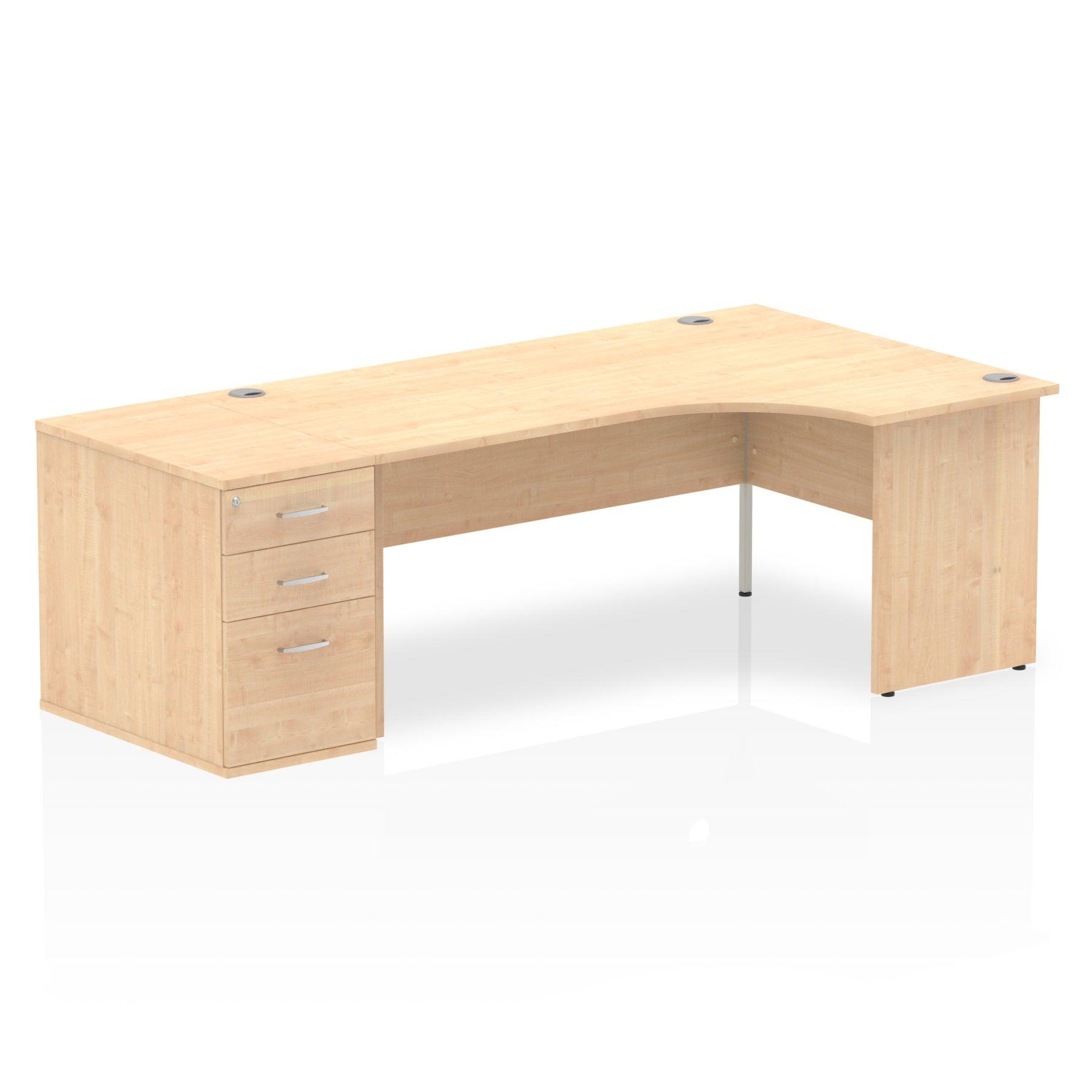 Impulse Panel End Crescent Desk With Pedestal