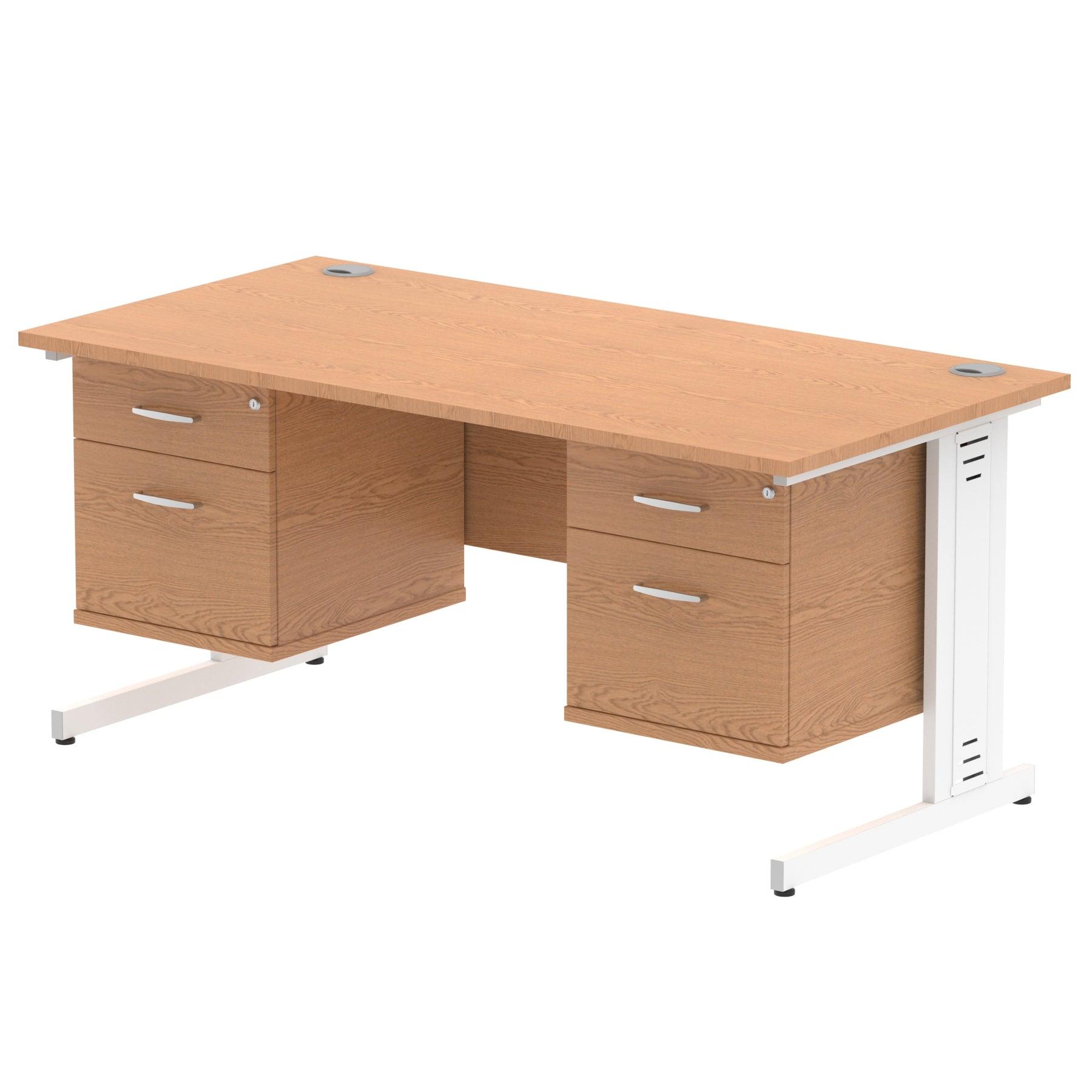 Impulse 1600mm Cable Managed Straight Desk With Fixed Pedestal