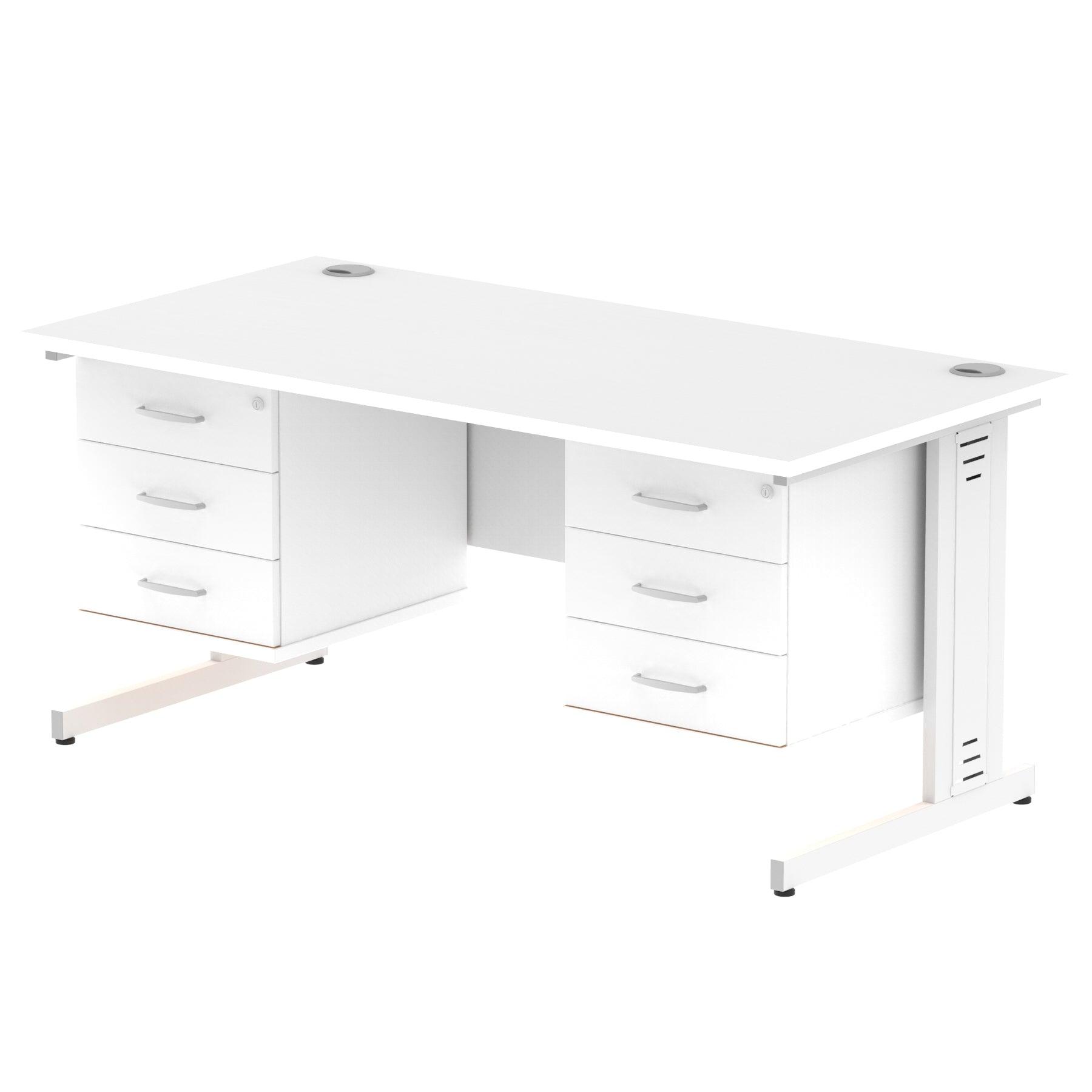 Impulse 1600mm Cable Managed Straight Desk With Fixed Pedestal