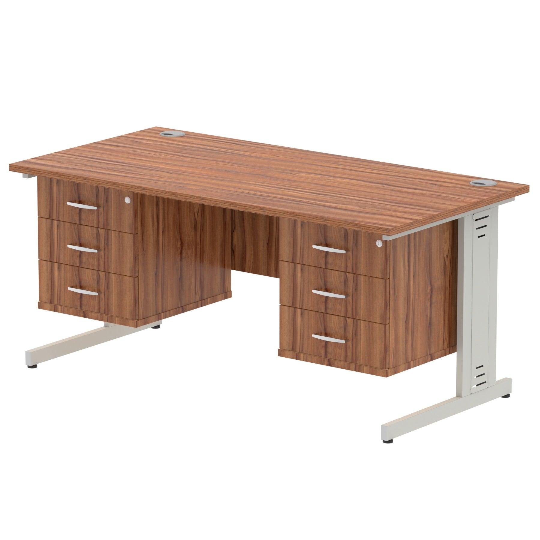 Impulse 1600mm Cable Managed Straight Desk With Fixed Pedestal