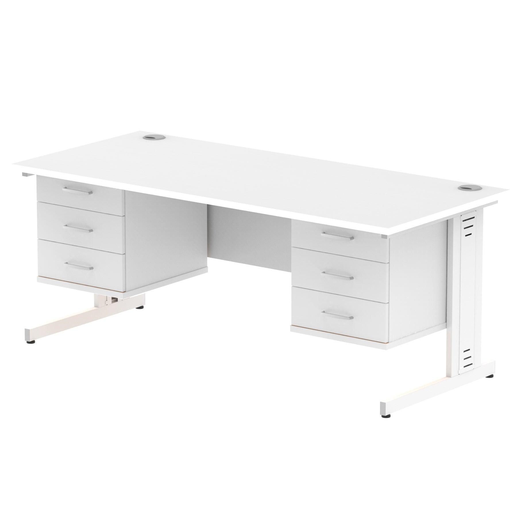 Impulse 1800mm Cable Managed Straight Desk With Fixed Pedestal