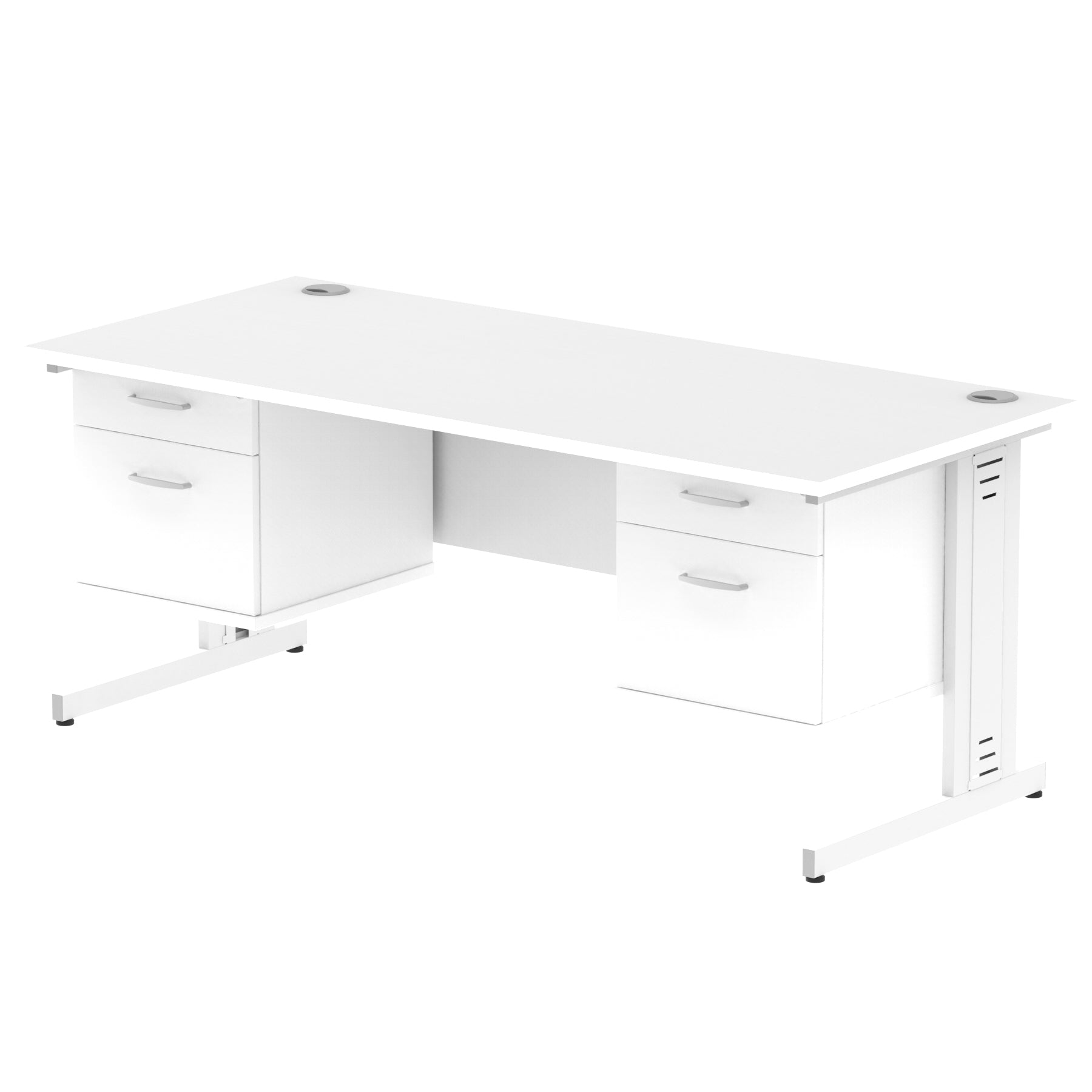 Impulse 1800mm Cable Managed Straight Desk With Fixed Pedestal