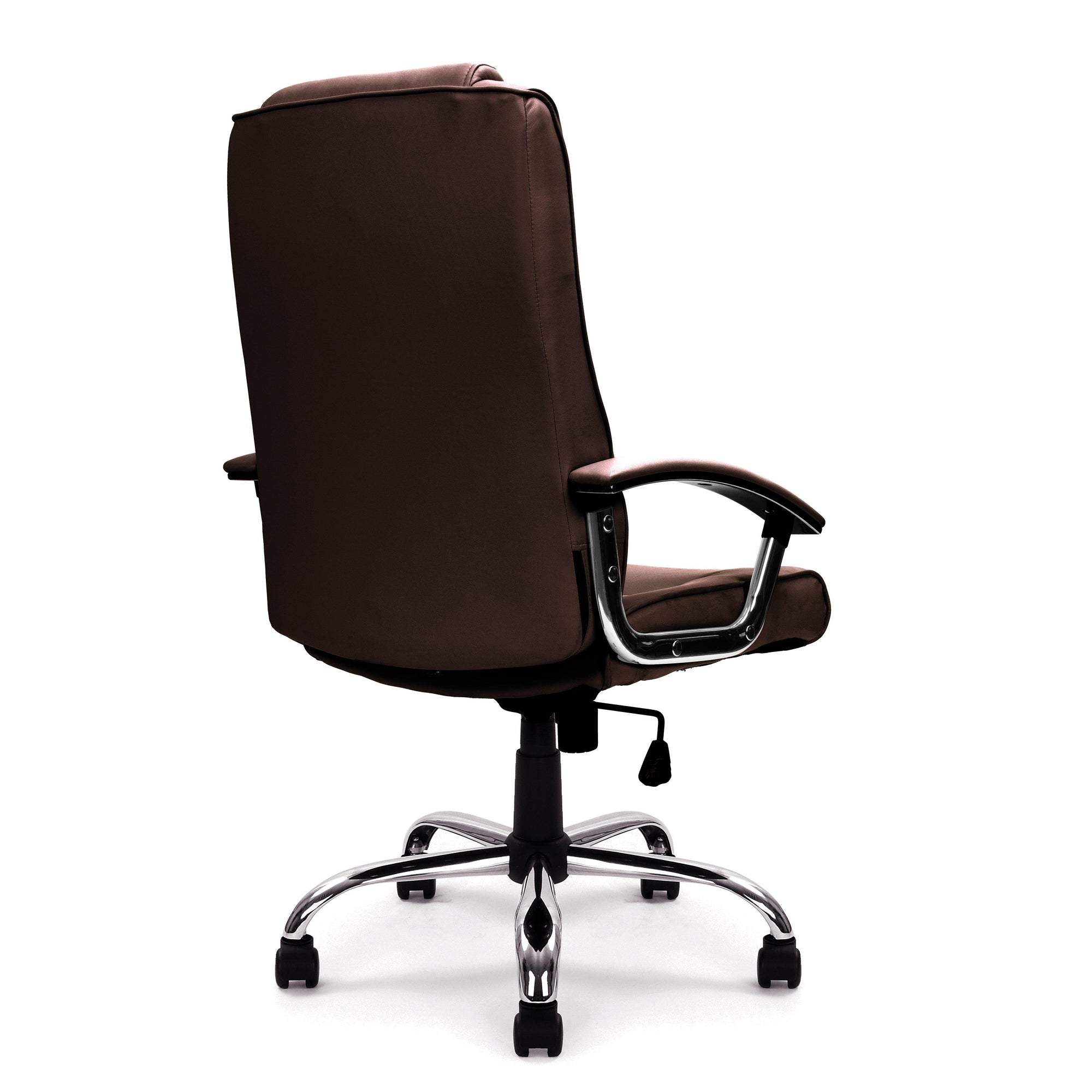 Westminster – High Back Leather Faced Executive Armchair with Integral Headrest and Chrome Base