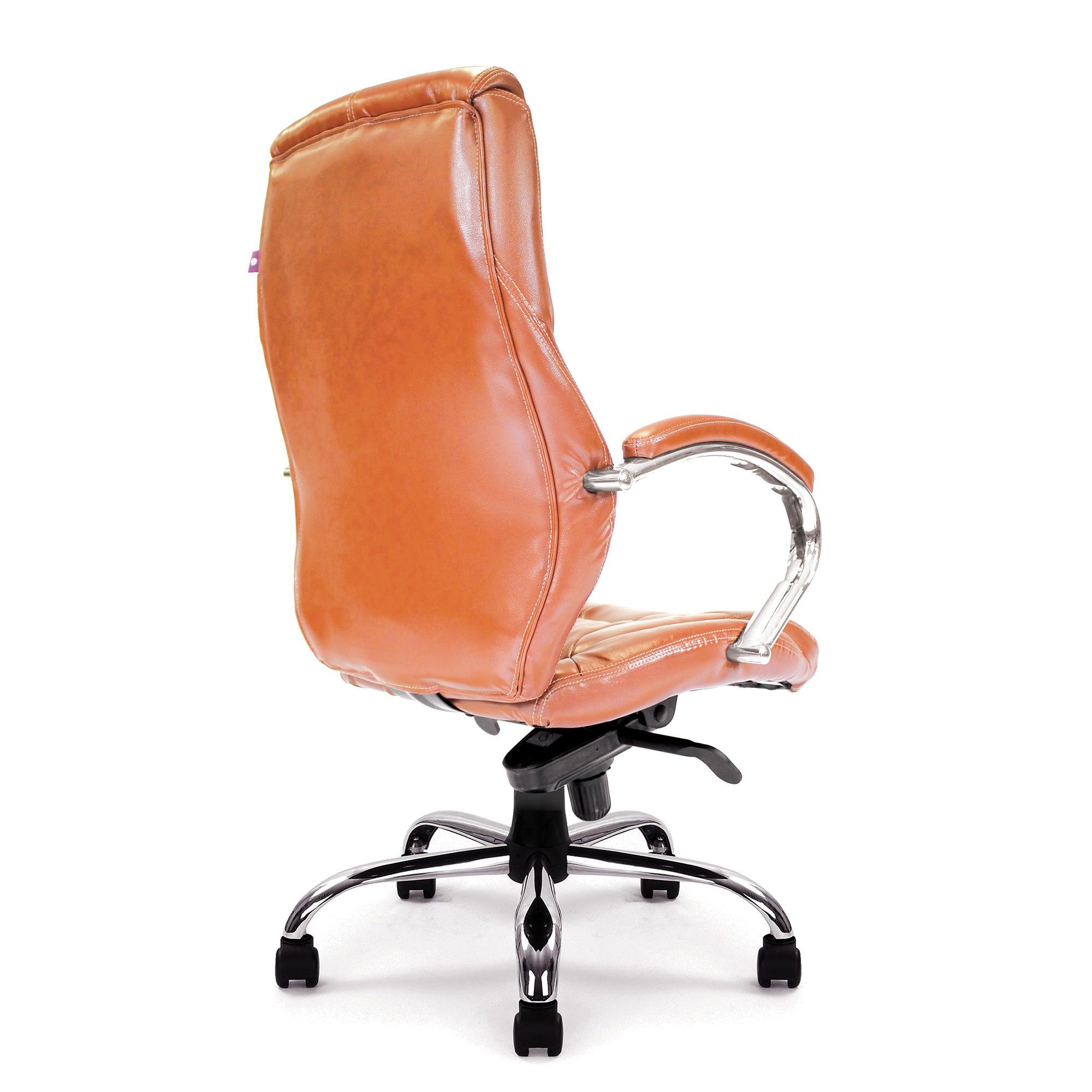 Sandown – High Back Luxurious Leather Faced Executive Visitor Armchair with Integral headrest and Chrome Base