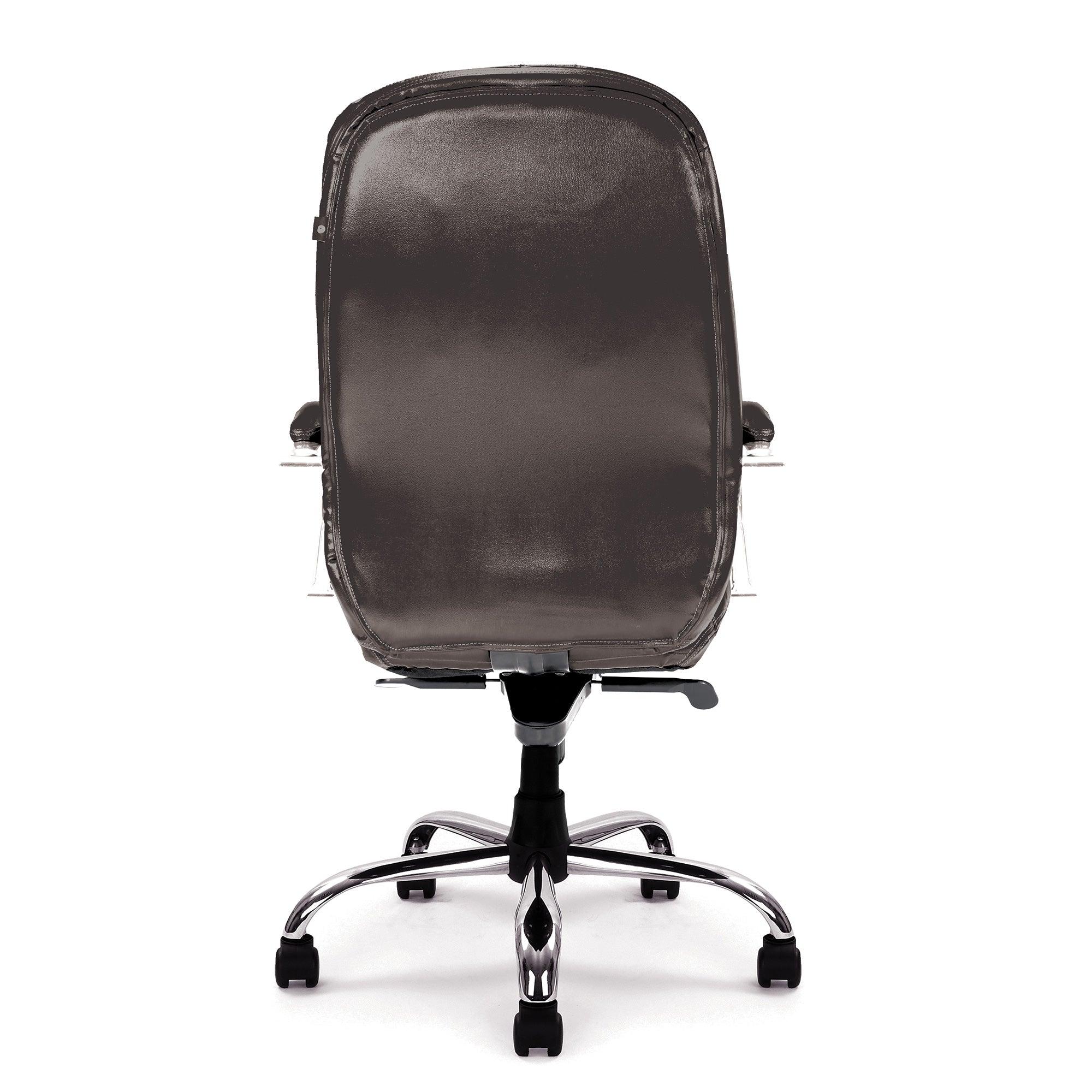 Santiago – High Back Italian Leather Faced Synchronous Executive Armchair with Integral Headrest and Chrome Base