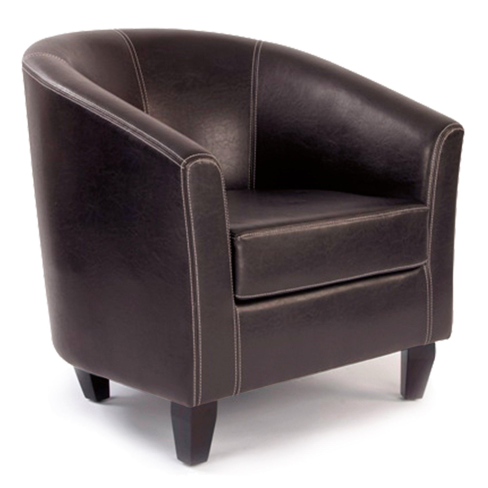 Metro – High Back Lounge Armchair / Sofa Upholstered in a Durable Leather Effect Finish