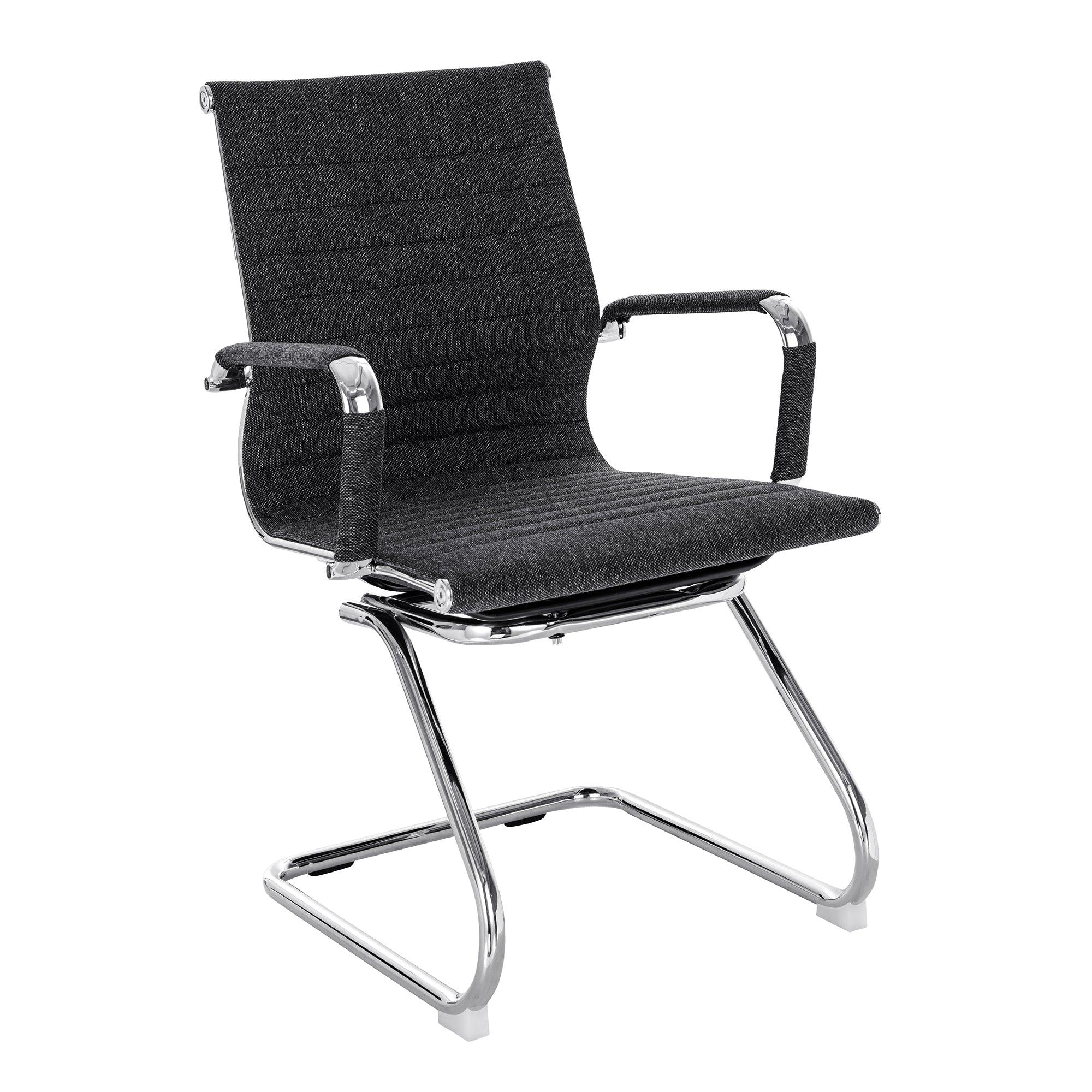 Aura – Contemporary Medium Back Fleck Fabric Visitor Chair with Chrome Frame