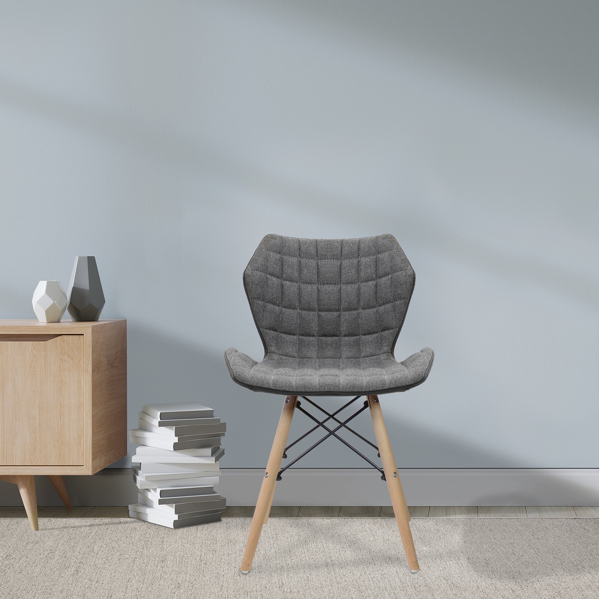 Amelia – Stylish Lightweight Fabric Chair with Solid Beech Legs and Contemporary Panel Stitching