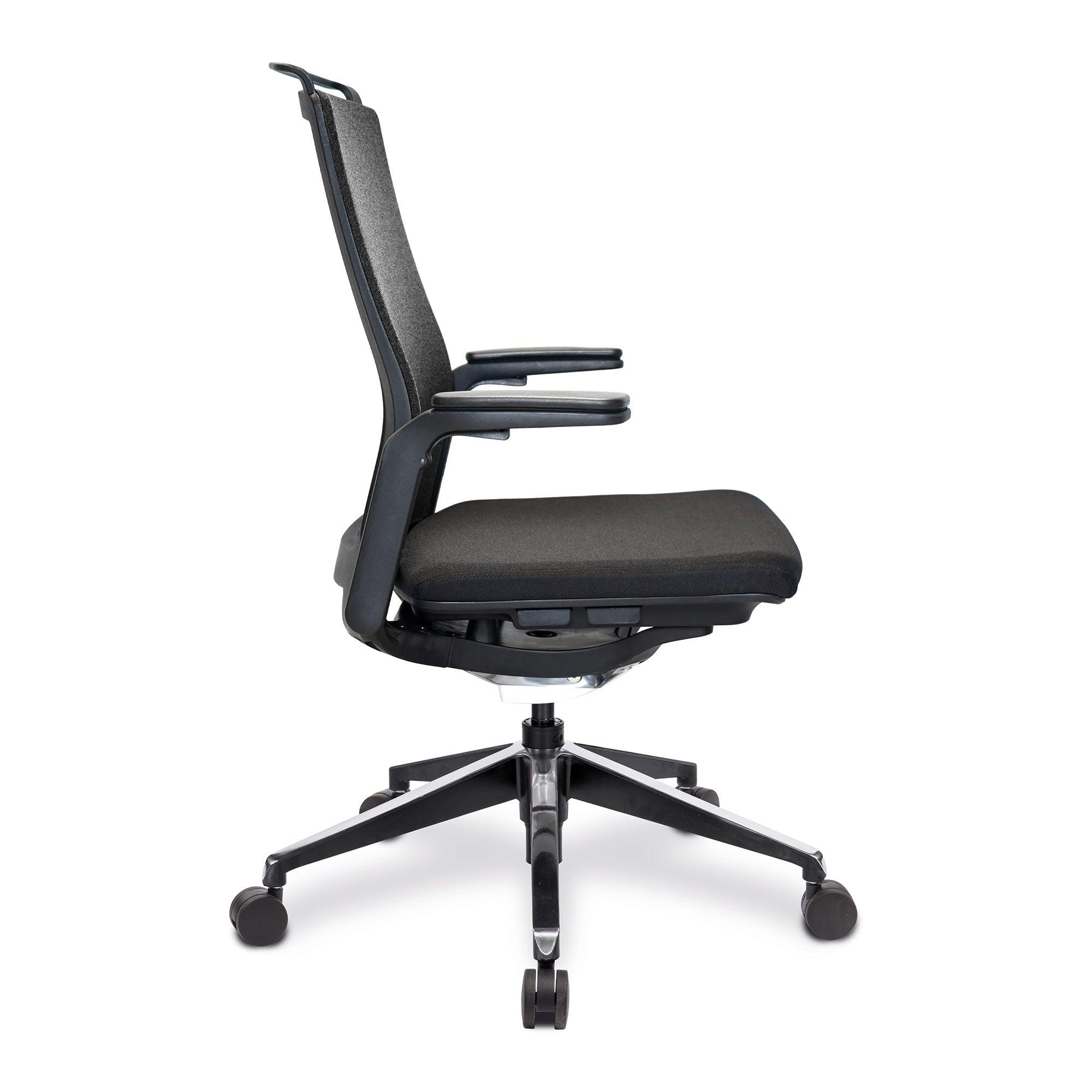 Libra – High Back Fabric Manager Chair with Slimline Seat & Back, Built-in Levers and Nylon Base with Silver Detail