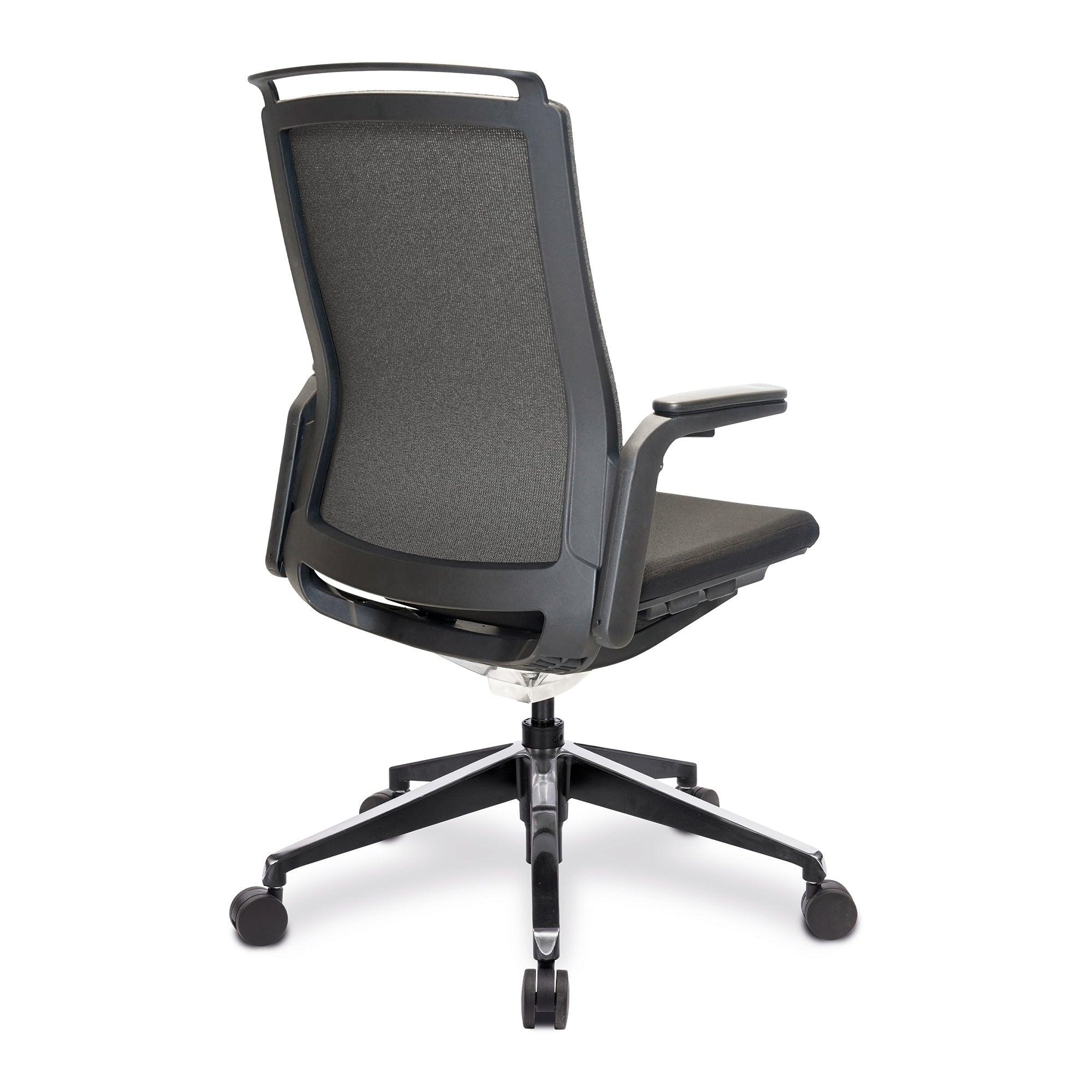 Libra – High Back Fabric Manager Chair with Slimline Seat & Back, Built-in Levers and Nylon Base with Silver Detail