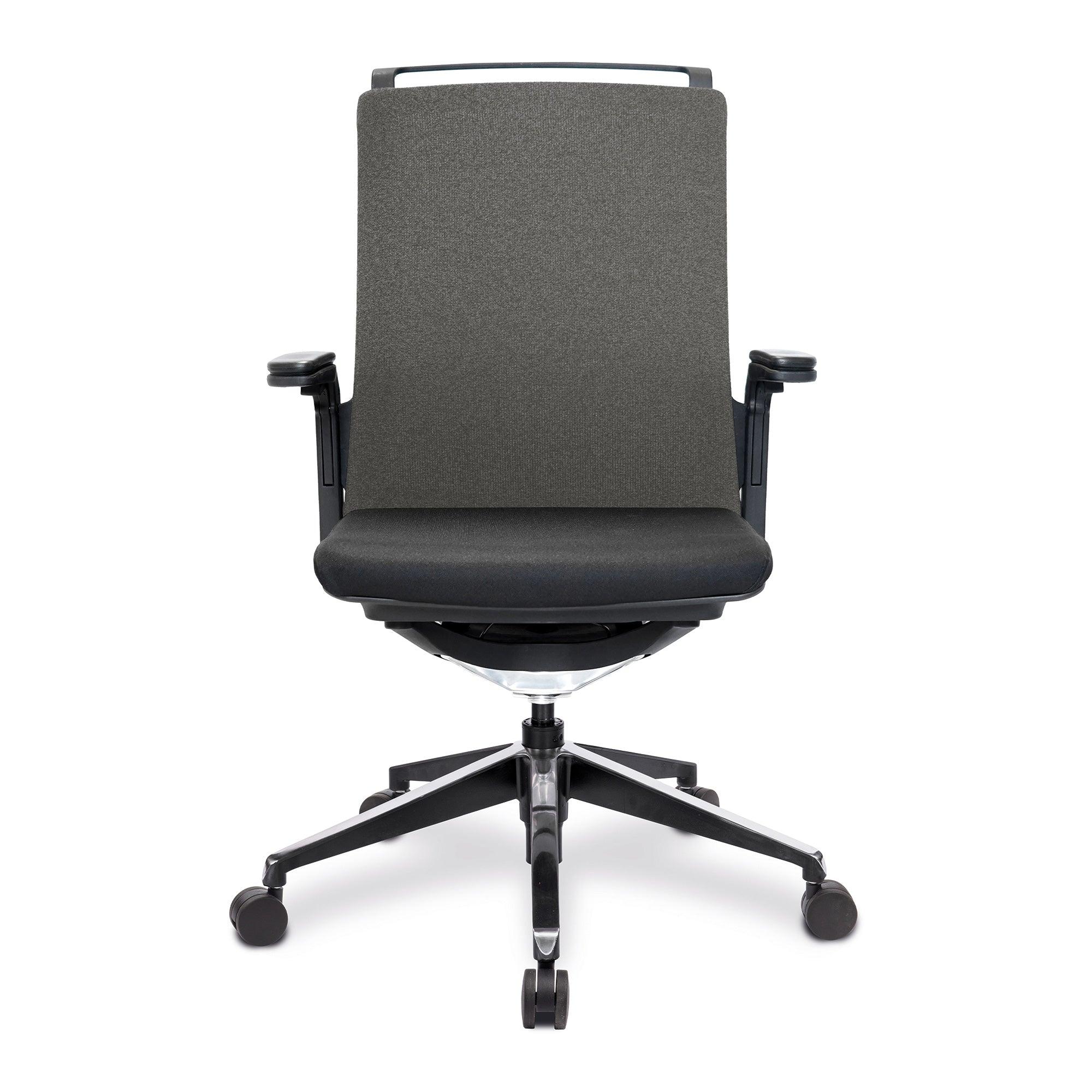 Libra – High Back Fabric Manager Chair with Slimline Seat & Back, Built-in Levers and Nylon Base with Silver Detail