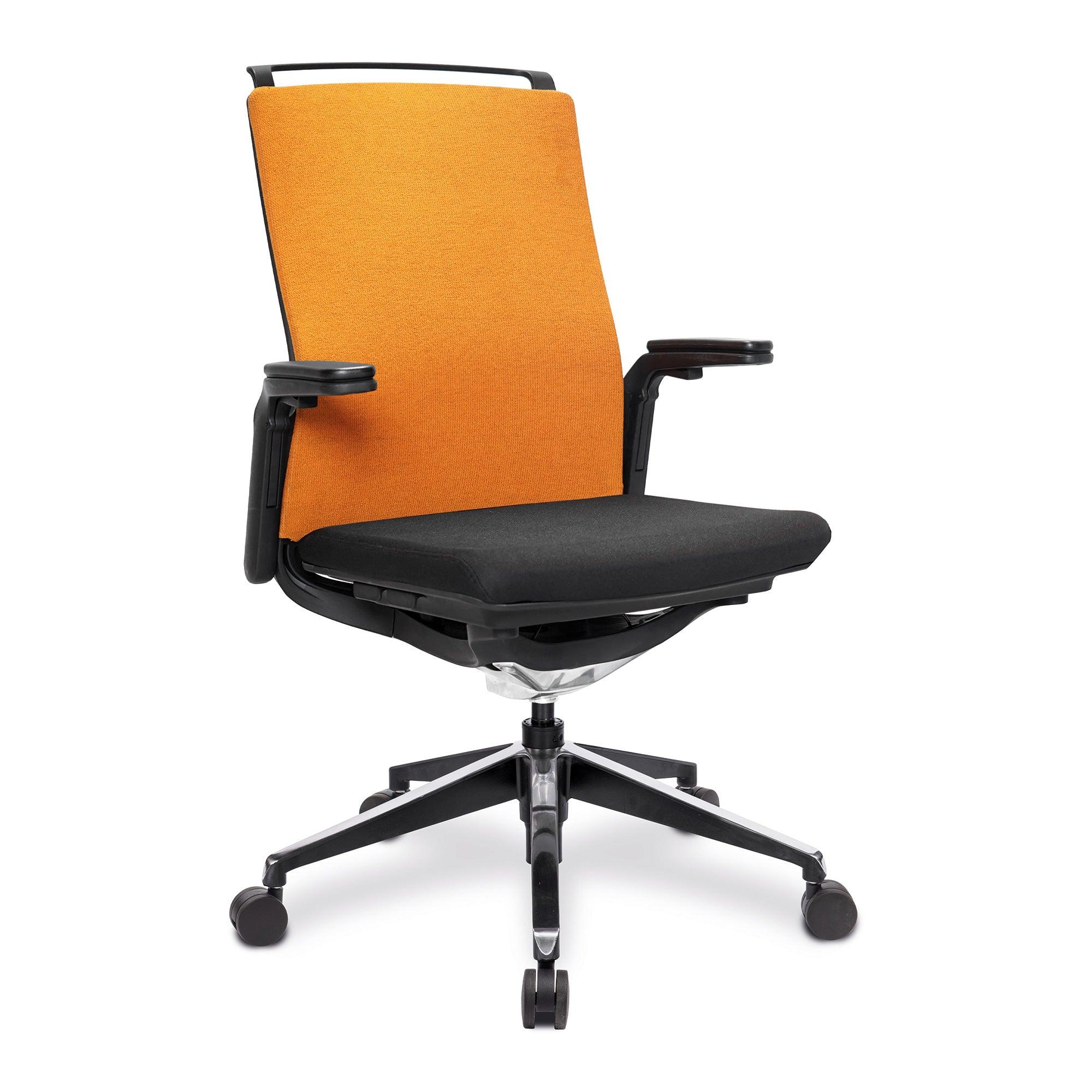 Libra - High Back Fabric Manager Chair with Slimline Seat & Back, Built-in Levers and Nylon Base with Silver Detail